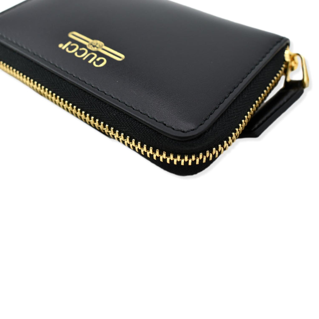 GUCCI Logo Leather Zip Around  Case Wallet Black 547597