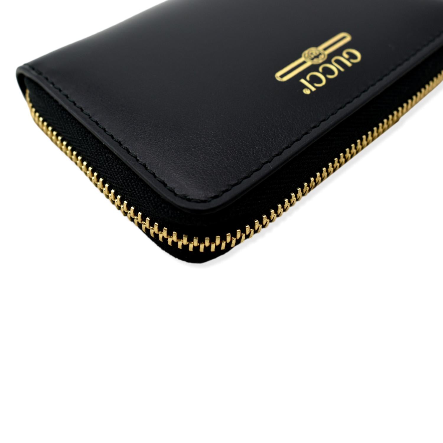 GUCCI Logo Leather Zip Around  Case Wallet Black 547597