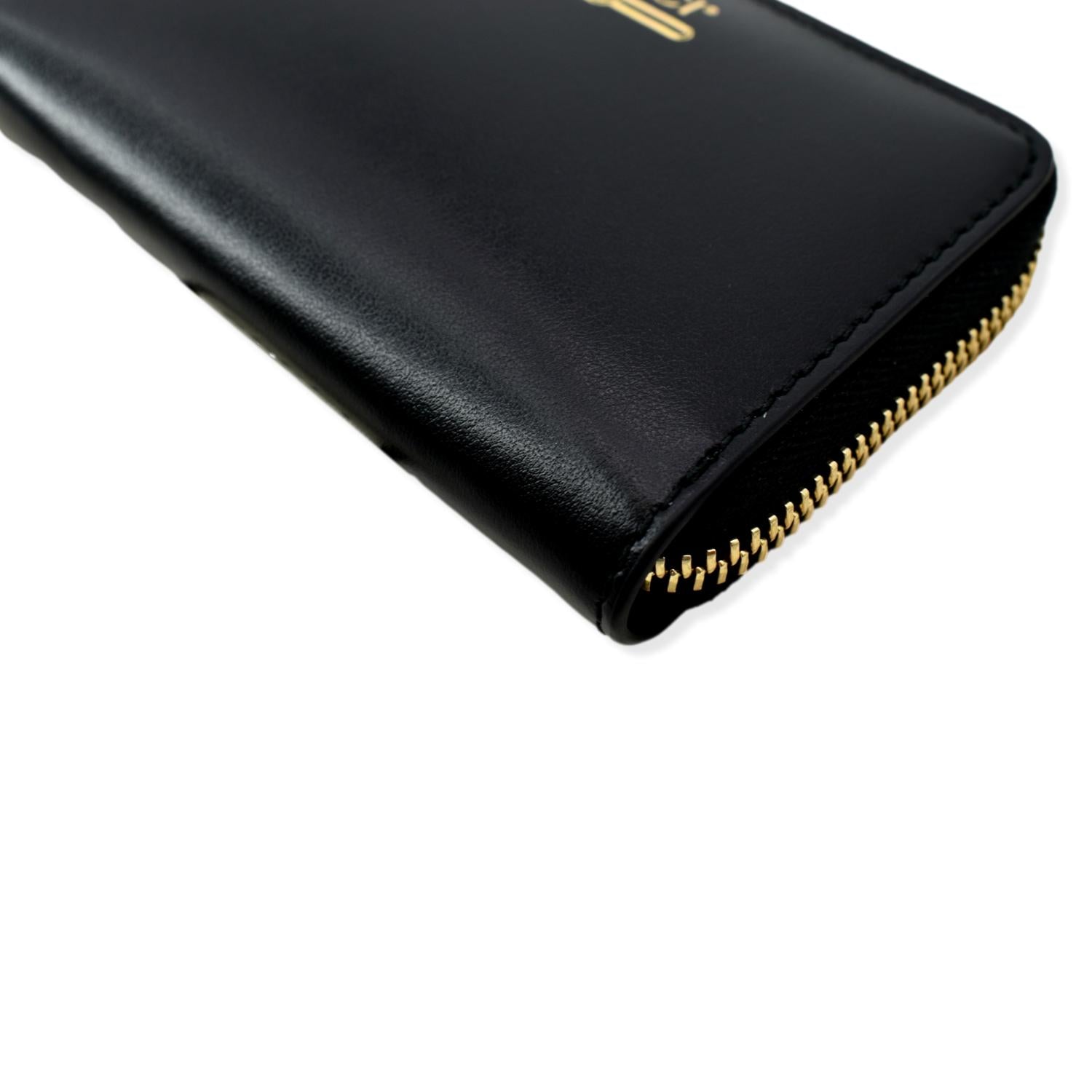 GUCCI Logo Leather Zip Around  Case Wallet Black 547597