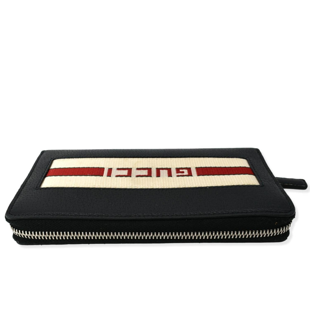 GUCCI Logo Zip Around Leather Wallet Black 408831