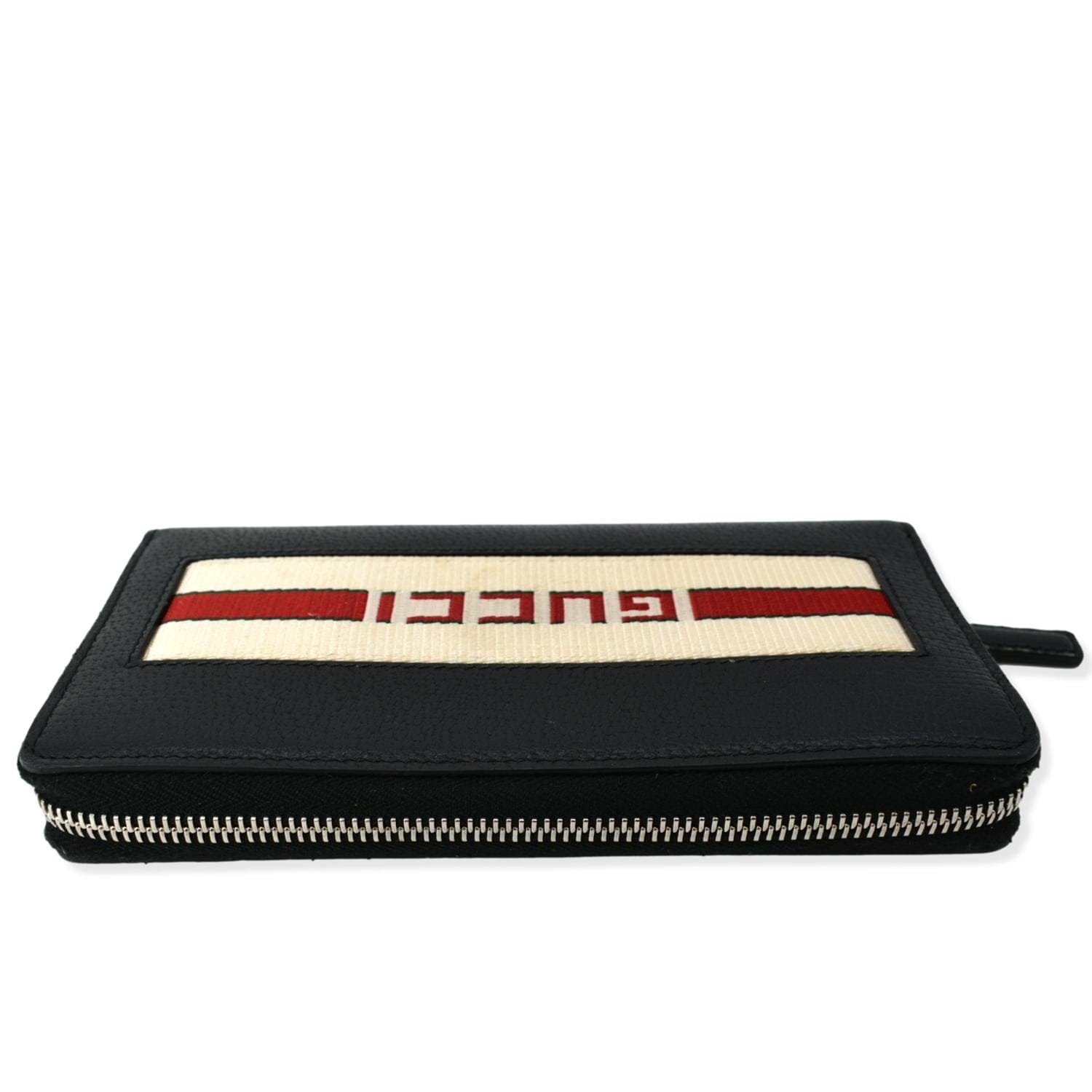 GUCCI Logo Zip Around Leather Wallet Black 408831