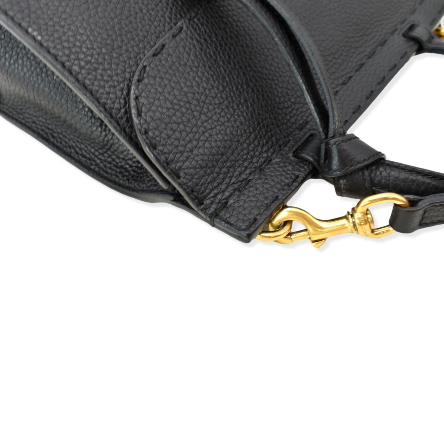 GUCCI GG Marmont Leather Top Handle Shoulder Bag Black 442622