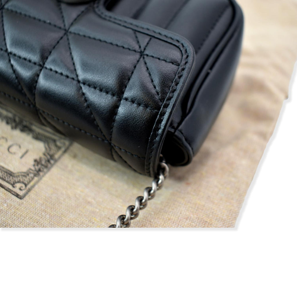 GUCCI GG Marmont Super Mini Leather Crossbody Bag Black 476433