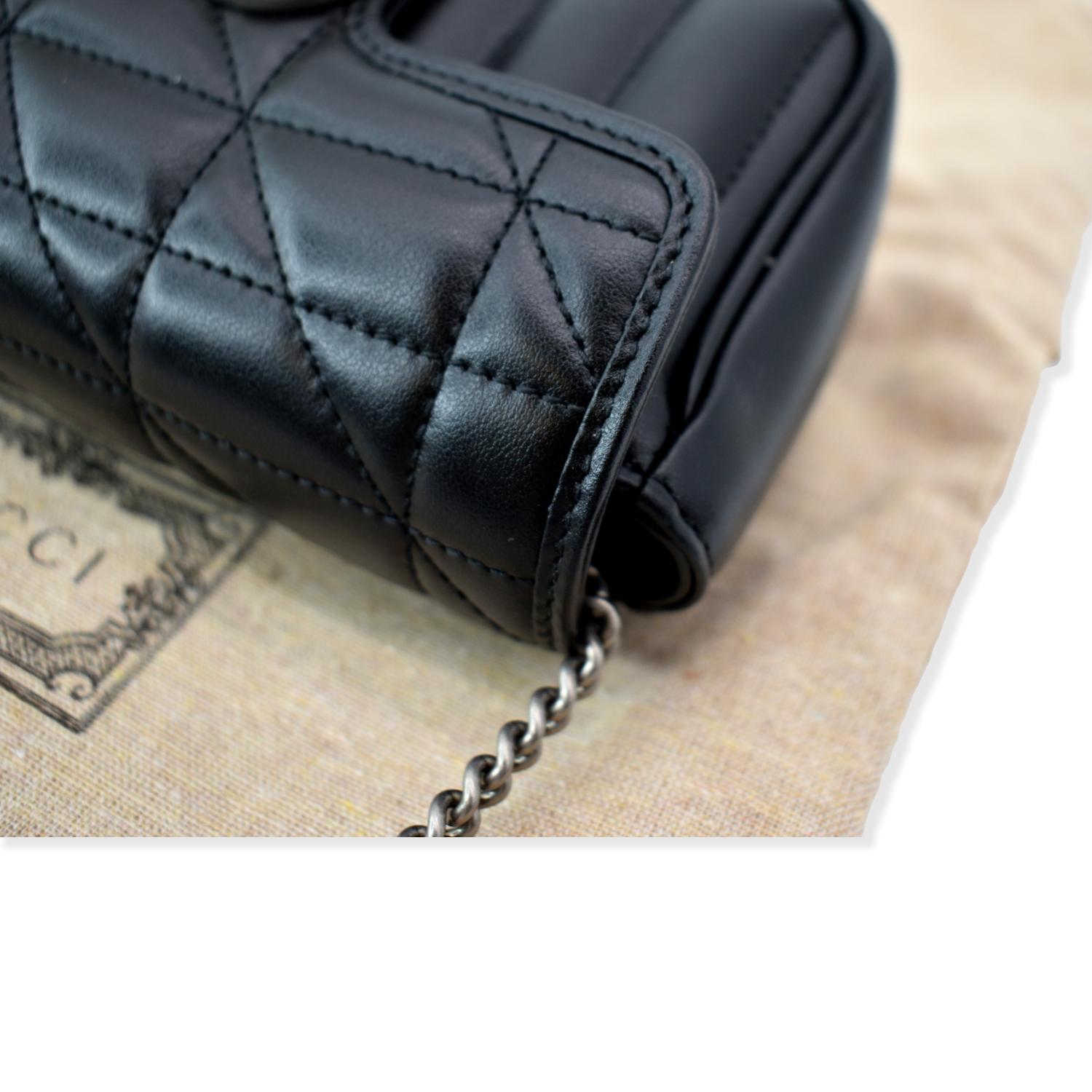 GUCCI GG Marmont Super Mini Leather Crossbody Bag Black 476433