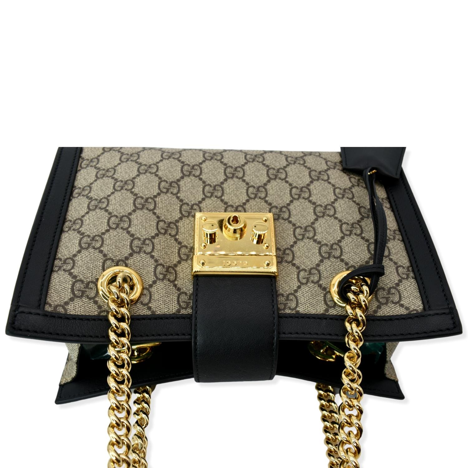 GUCCI Padlock Small GG Supreme Canvas Shoulder Bag Beige/Ebony 498156