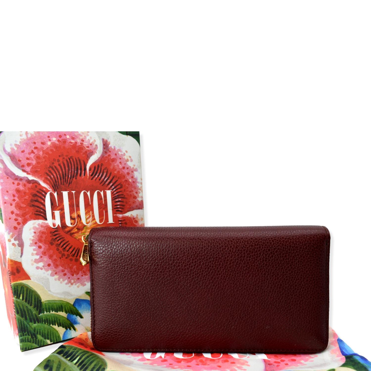 Gucci Zumi Zip Around Grainy Leather Wallet Bordeaux 570661