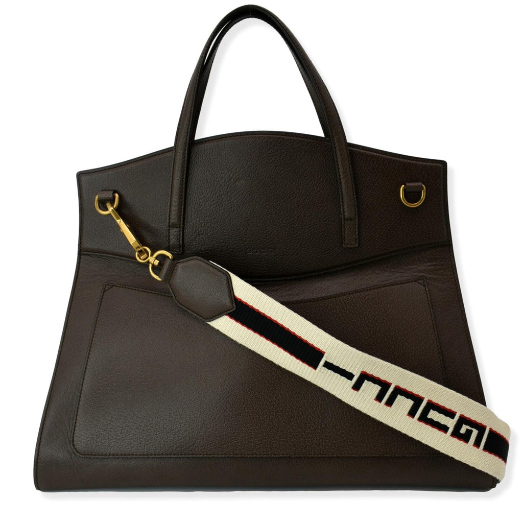 GUCCI Butterfly Linea Totem Leather Large Top Handle Shoulder Bag Brown 500772