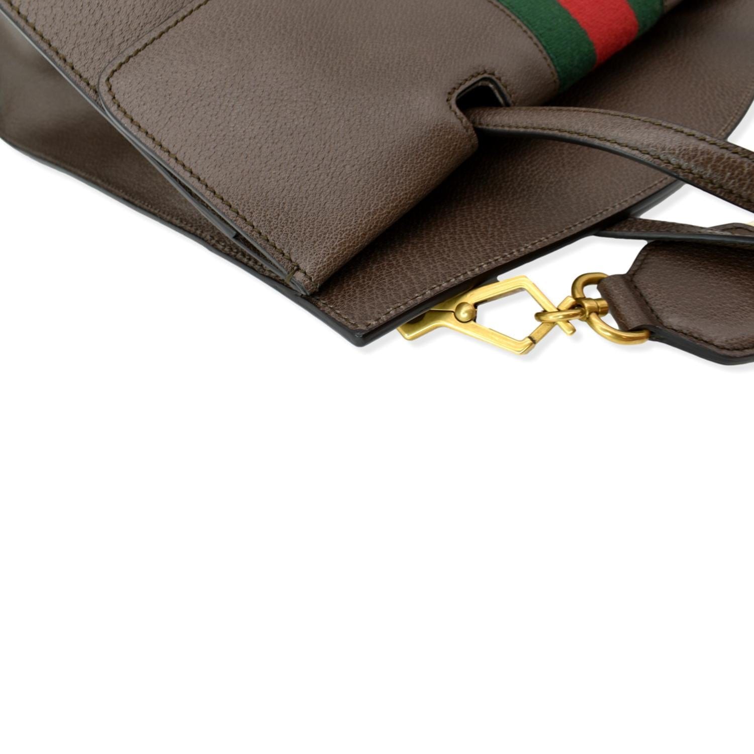 GUCCI Butterfly Linea Totem Leather Large Top Handle Shoulder Bag Brown 500772
