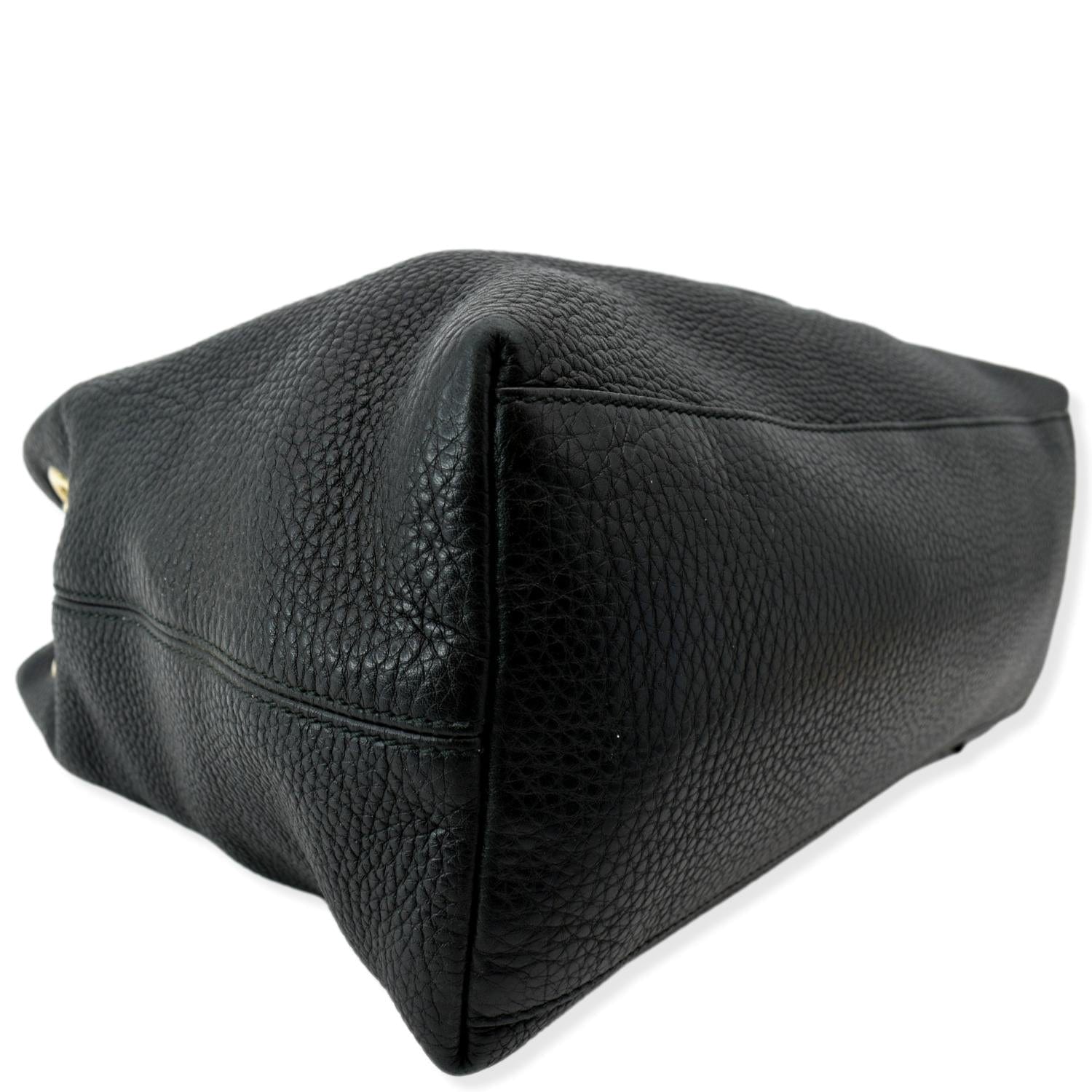 GUCCI Soho Pebbled Leather Chain Shoulder Bag Black 308982