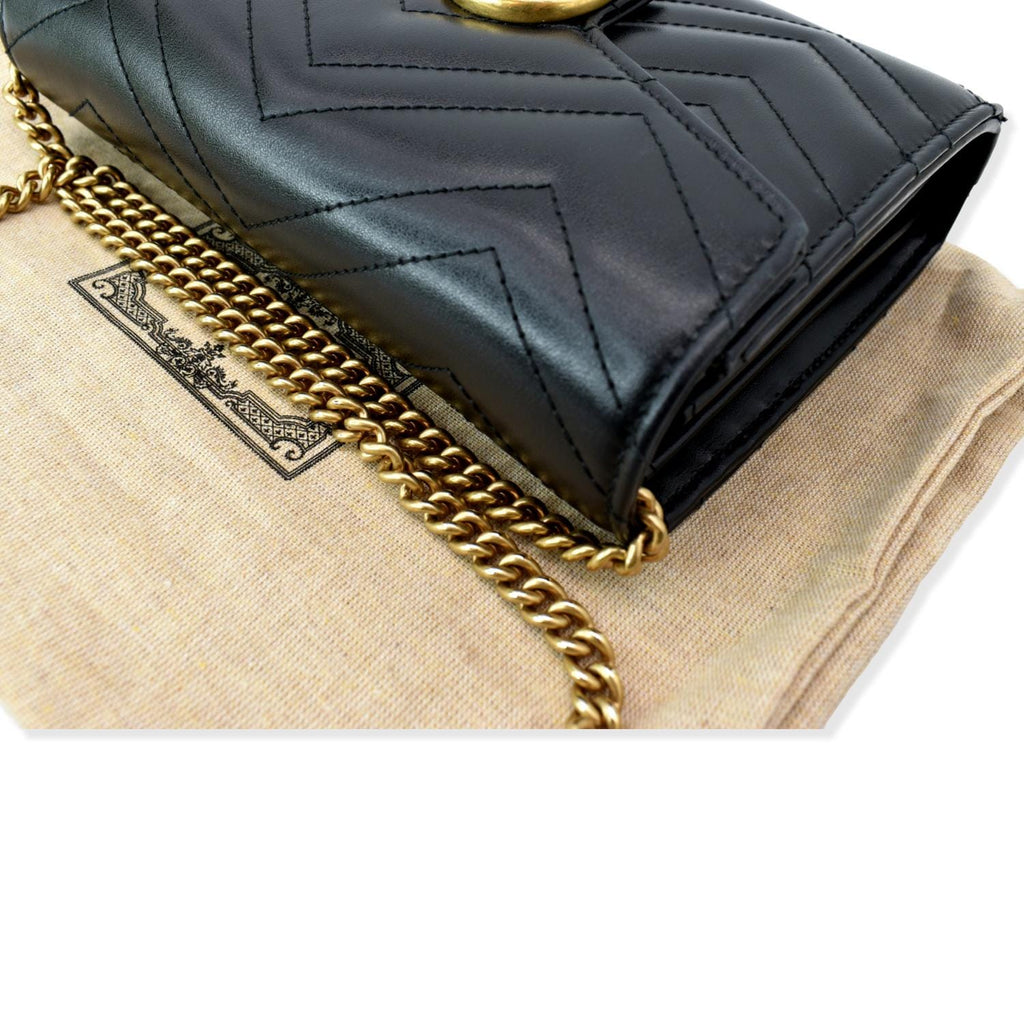 GUCCI GG Marmont Mini Matelasse Leather Crossbody Bag Black 474575