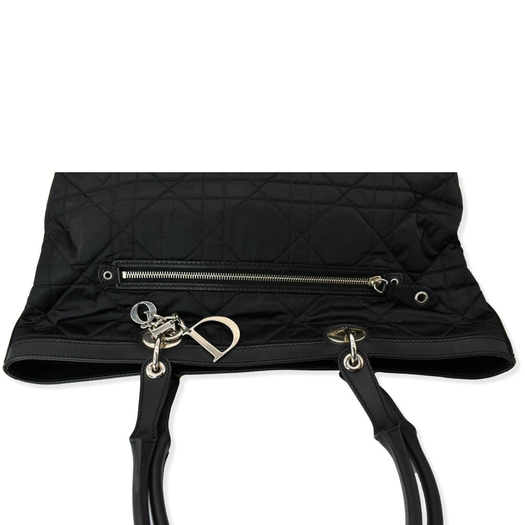 CHRISTIAN DIOR Quilted Satin Tote Bag Black