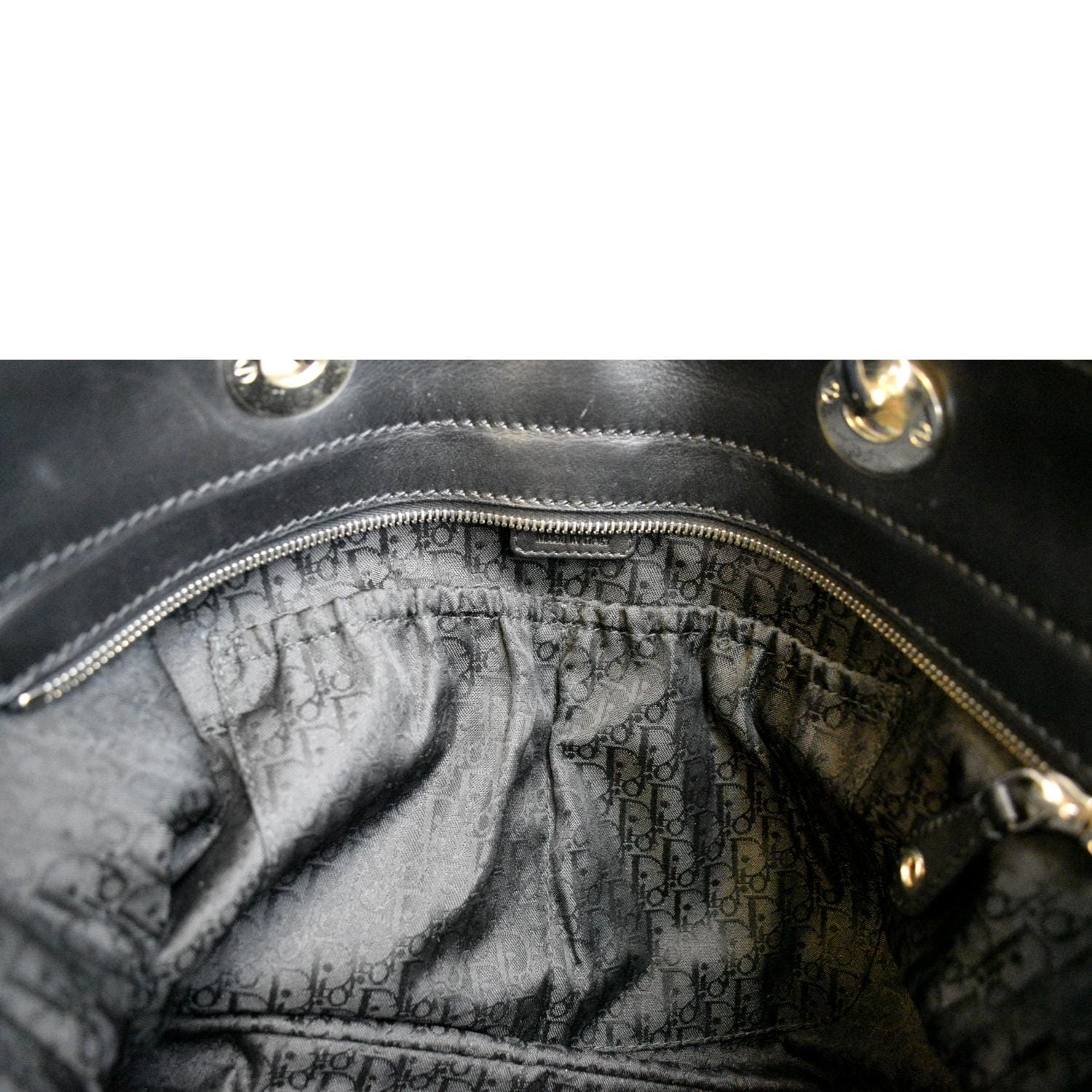 CHRISTIAN DIOR Quilted Satin Tote Bag Black
