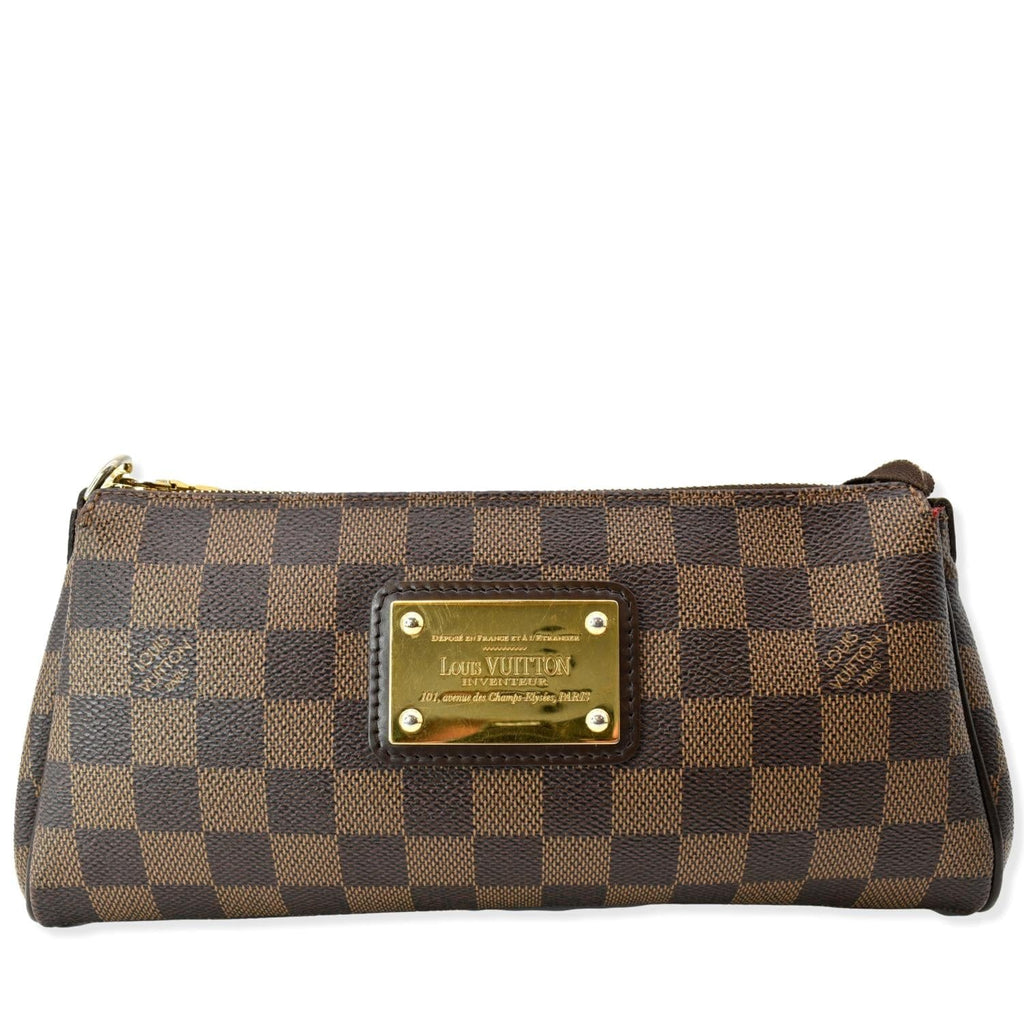 LOUIS VUITTON Eva Pochette Damier Ebene Clutch Crossbody Bag Brown