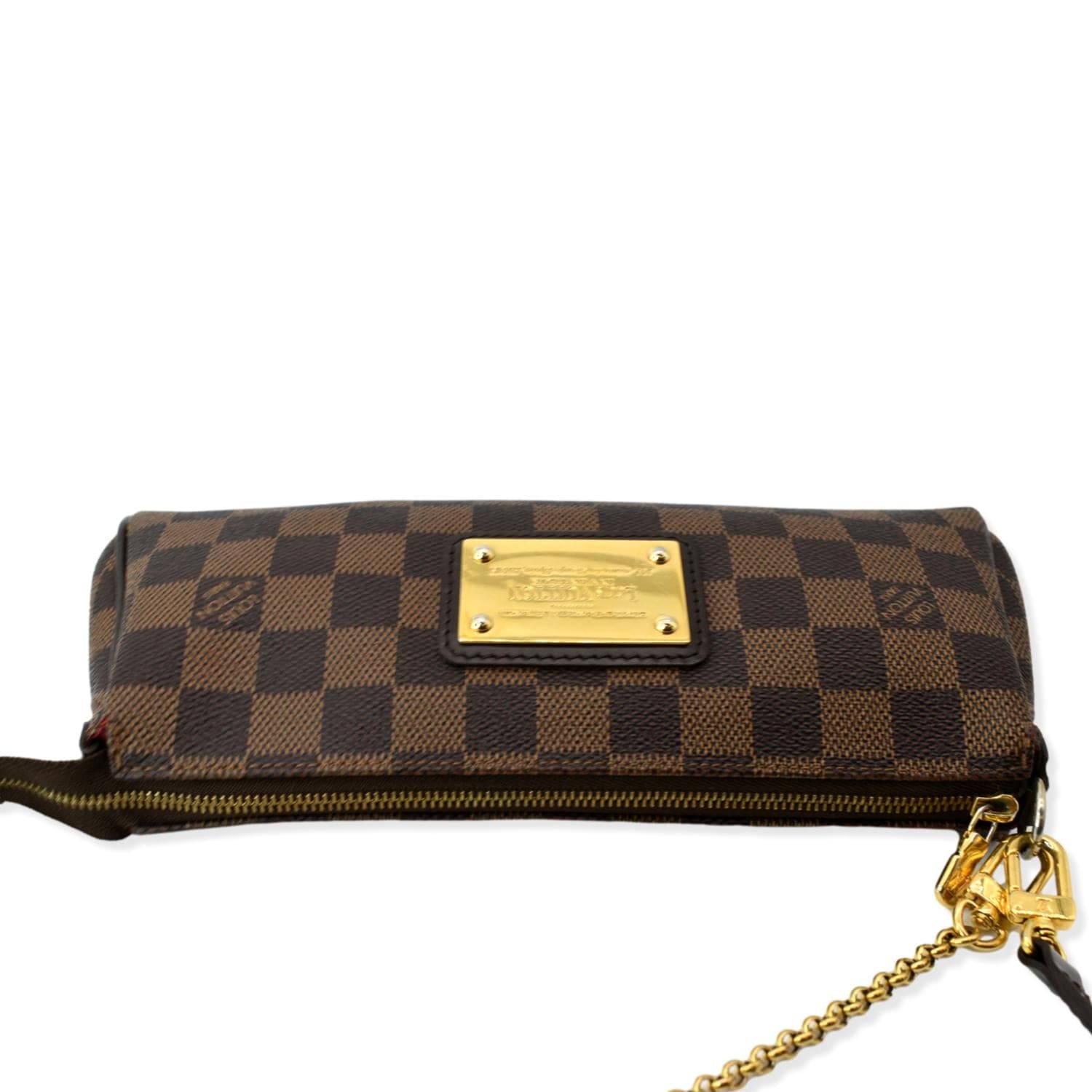 LOUIS VUITTON Eva Pochette Damier Ebene Clutch Crossbody Bag Brown