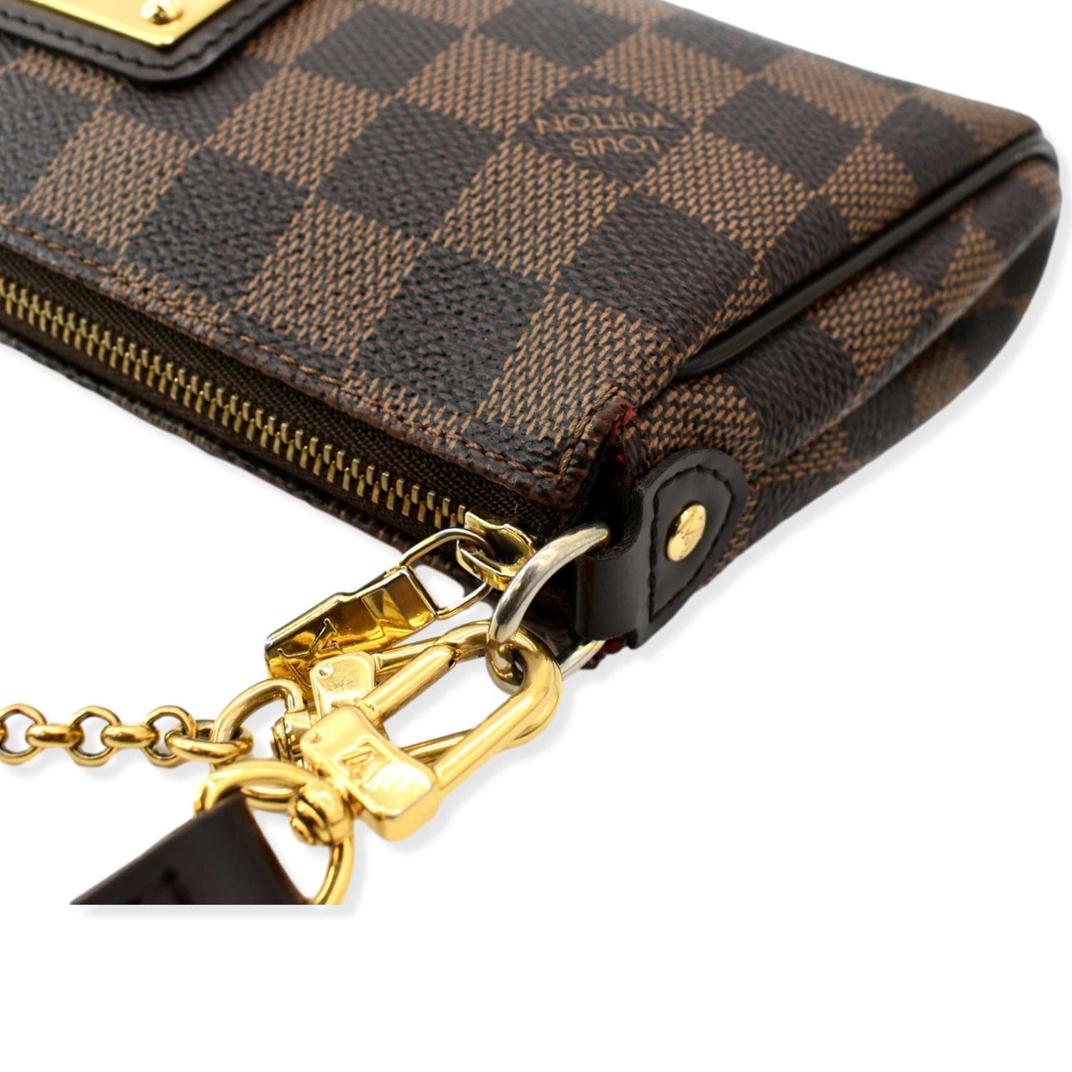 LOUIS VUITTON Eva Pochette Damier Ebene Clutch Crossbody Bag Brown