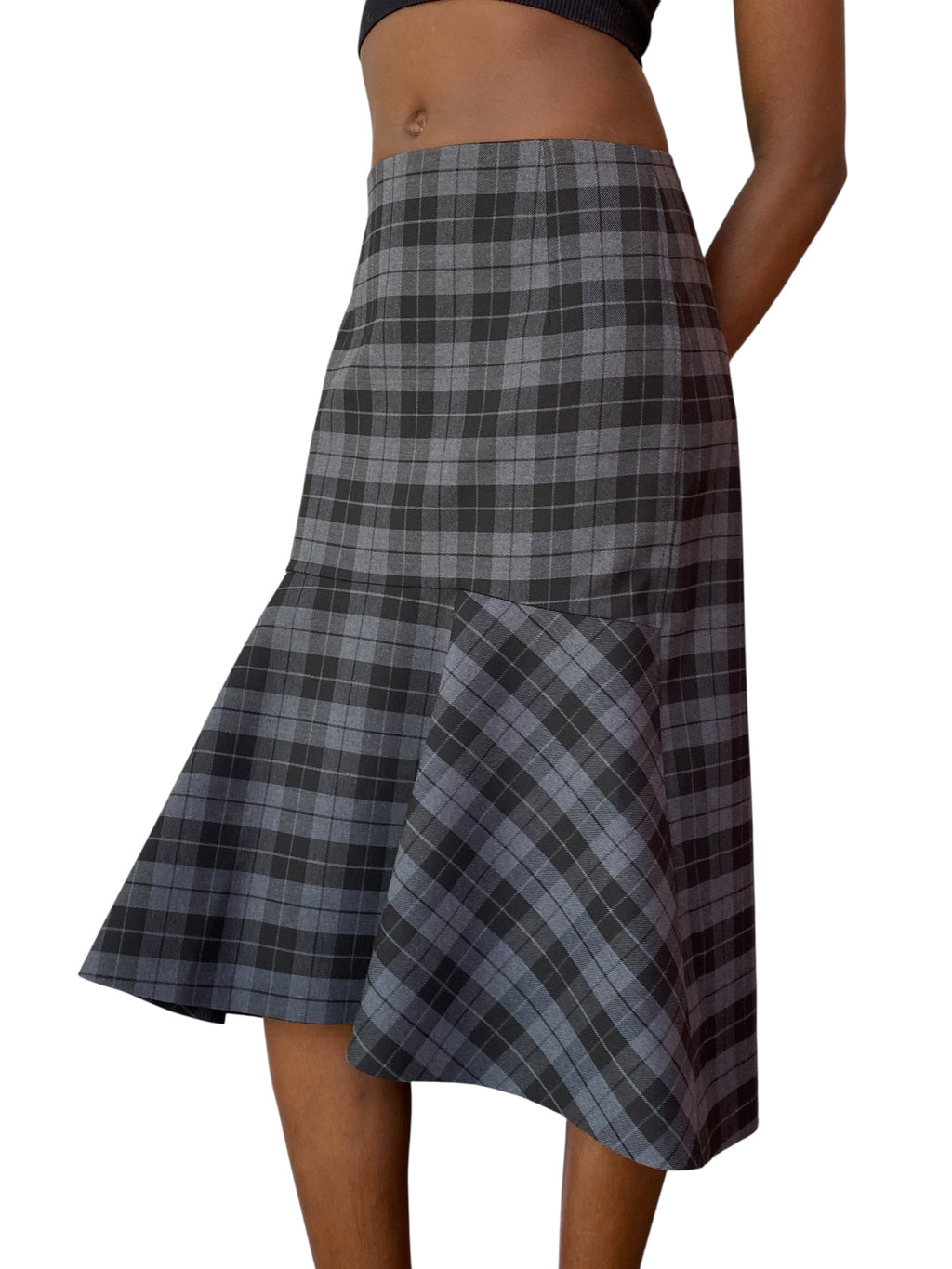 Balenciaga Grey Check Wool Blend Skirt - 38 / US 2
