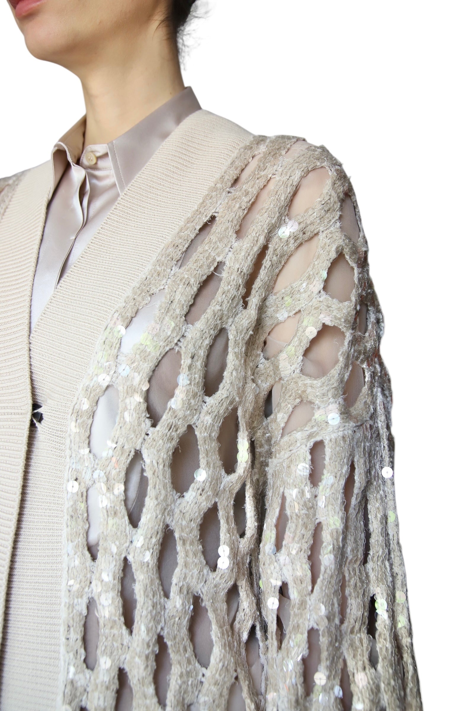 Brunello Cucinelli Knit Sequin Cutout igan - IT 44 / US 8