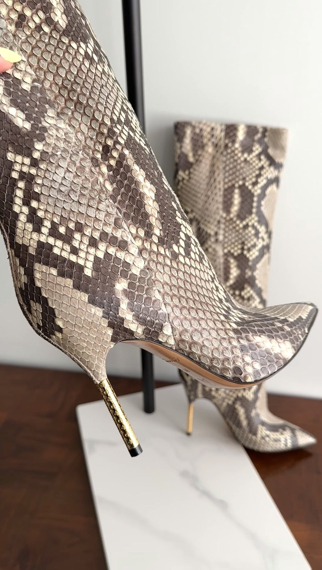 Louis Vuitton Limited Edition Tall Python Gold Heel Boots - 7 / 7.5