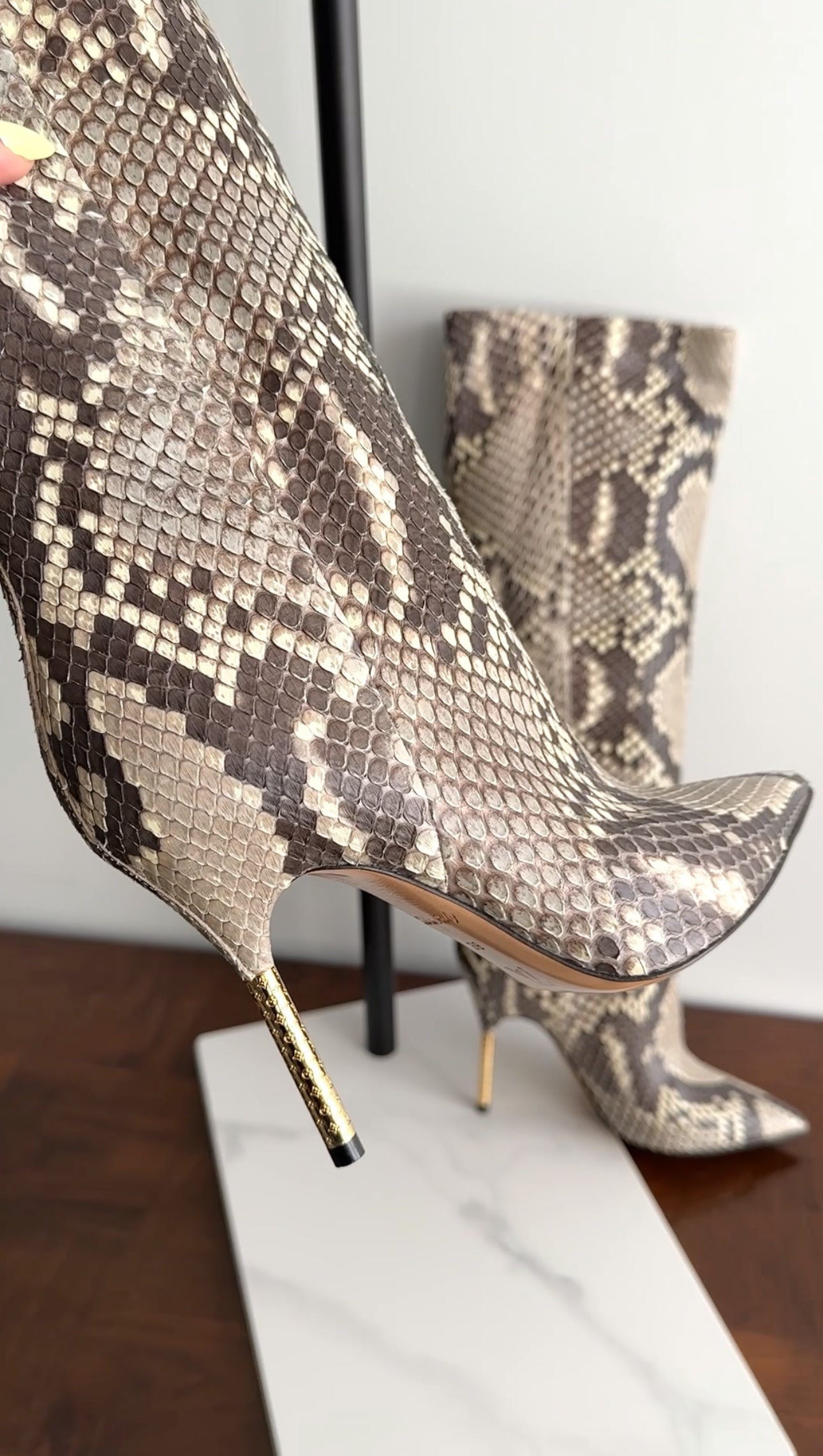 Louis Vuitton Limited Edition Tall Python Gold Heel Boots - 7 / 7.5