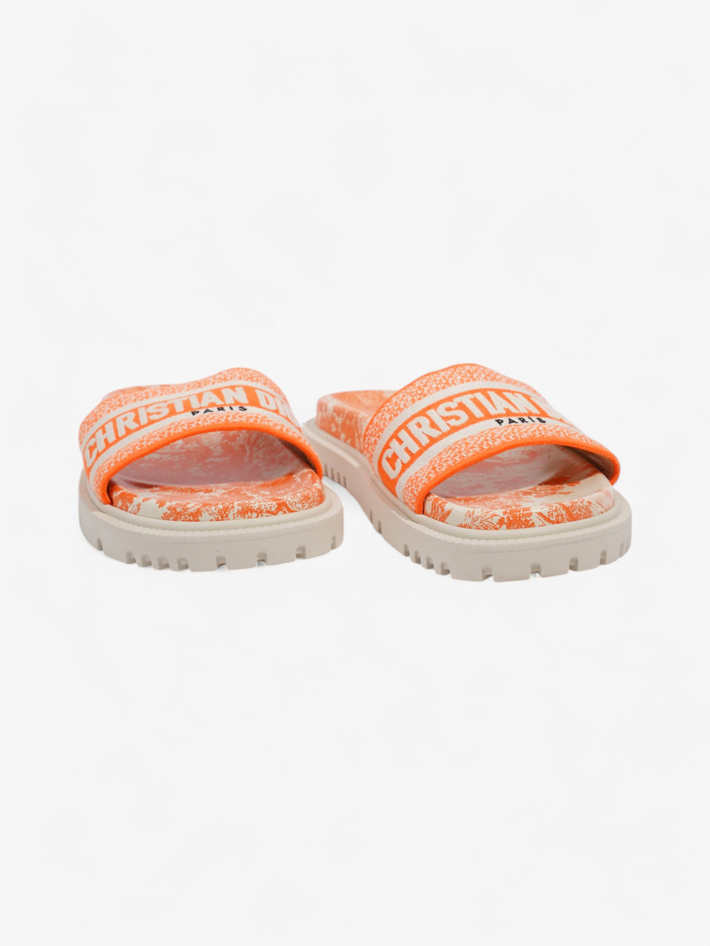 Christian Dior Dway Slides Orange / White Canvas EU 38.5 UK 5.5