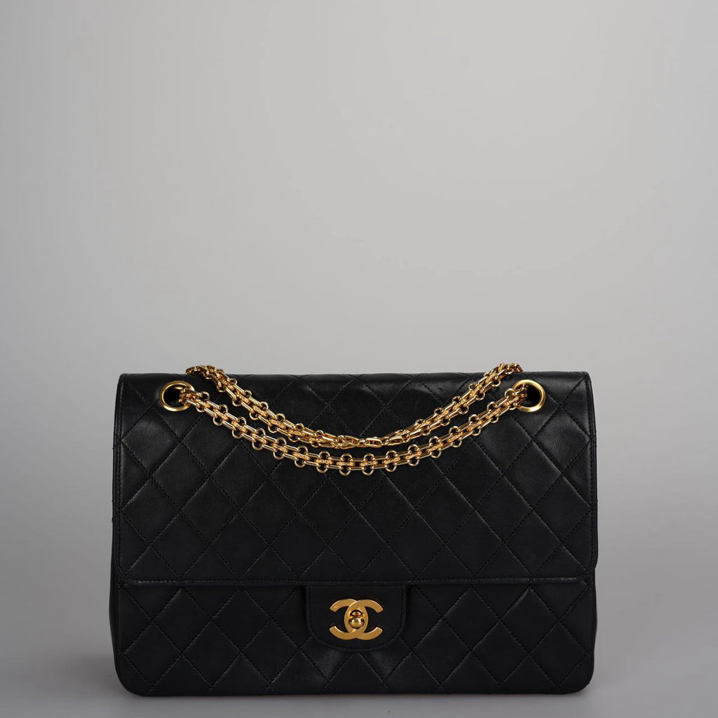 Chanel Vintage Black Lambskin Timeless Flap Bag Gold Hardware
