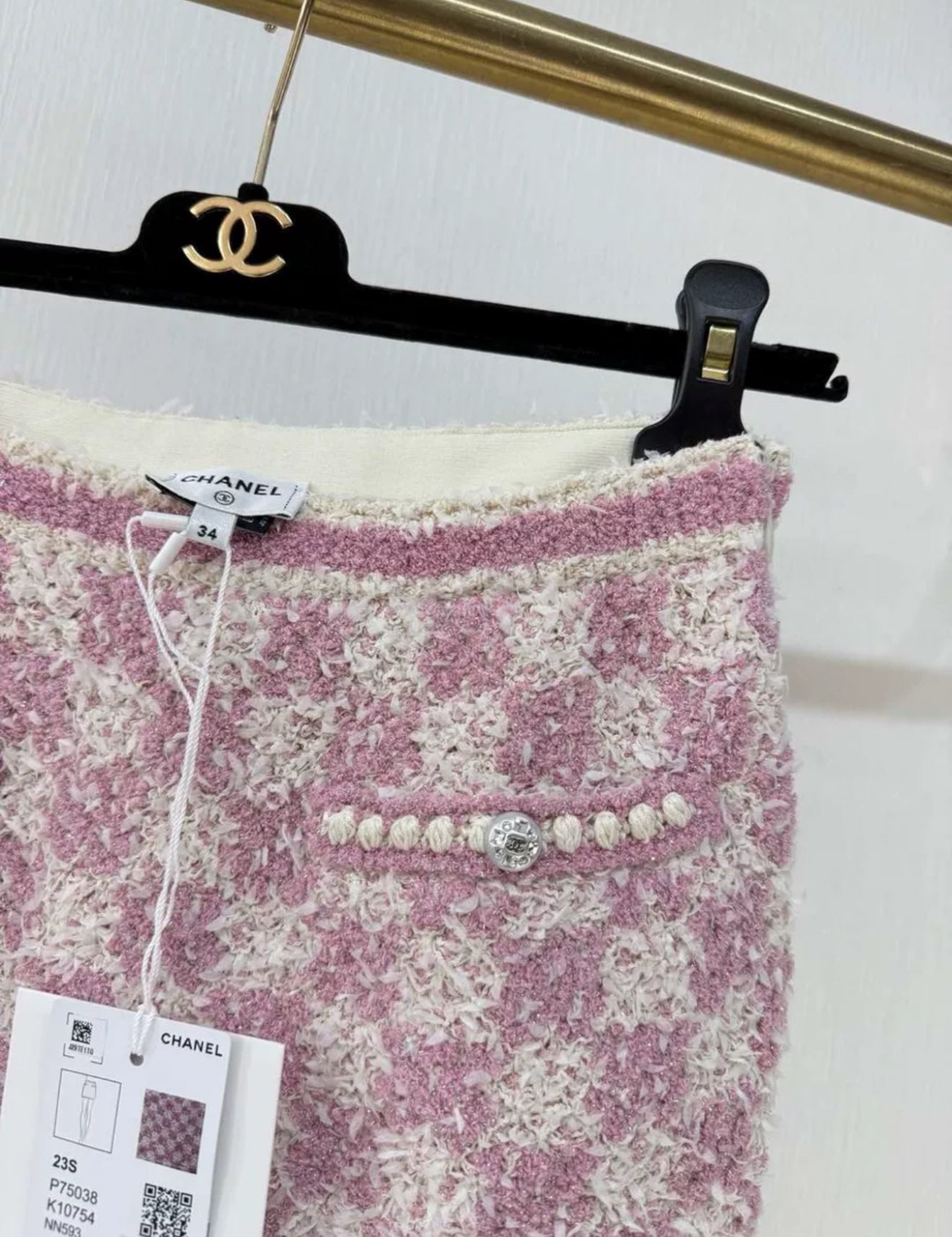 Chanel 23S Pink Tweed Skirt