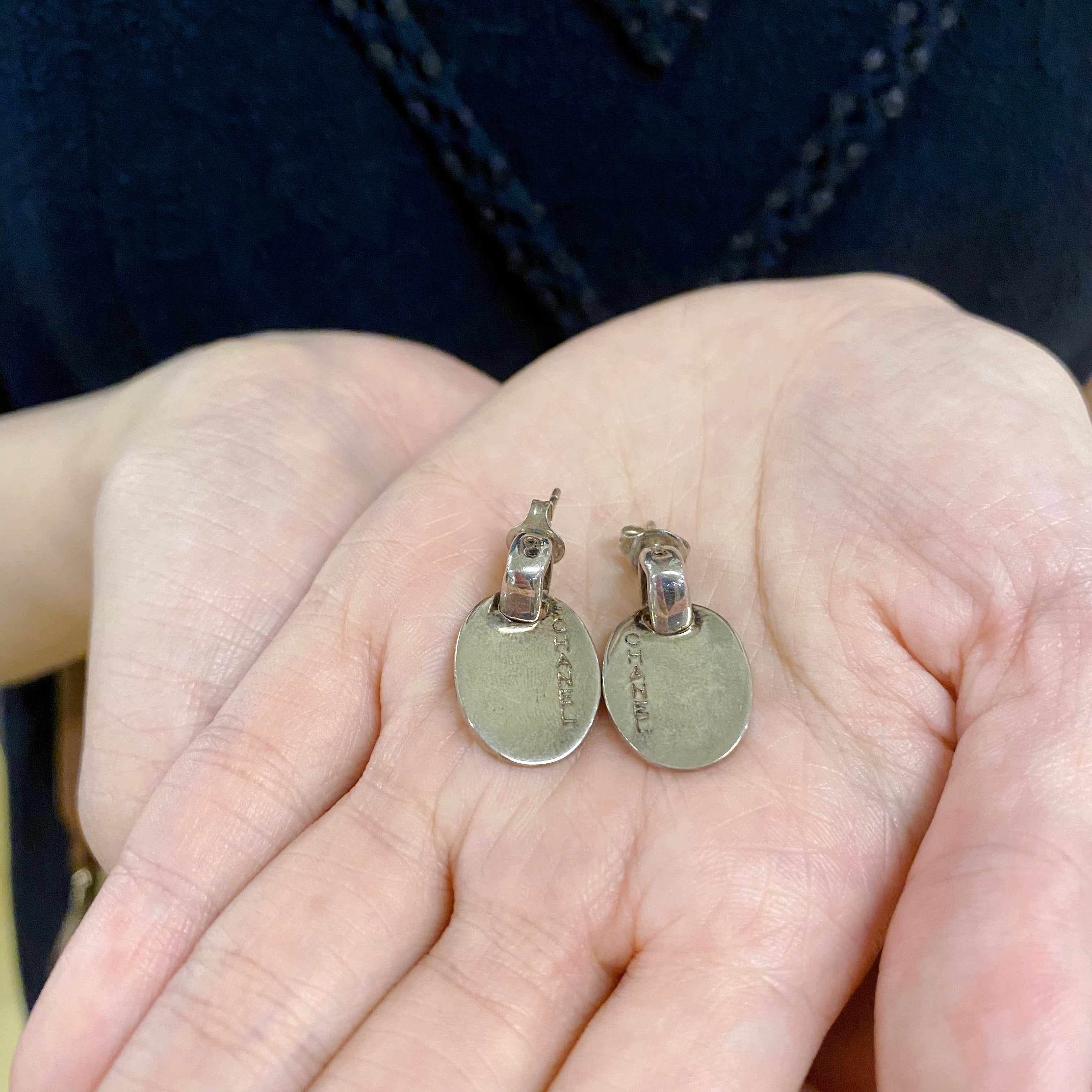 Chanel Vintage Silver Earrings