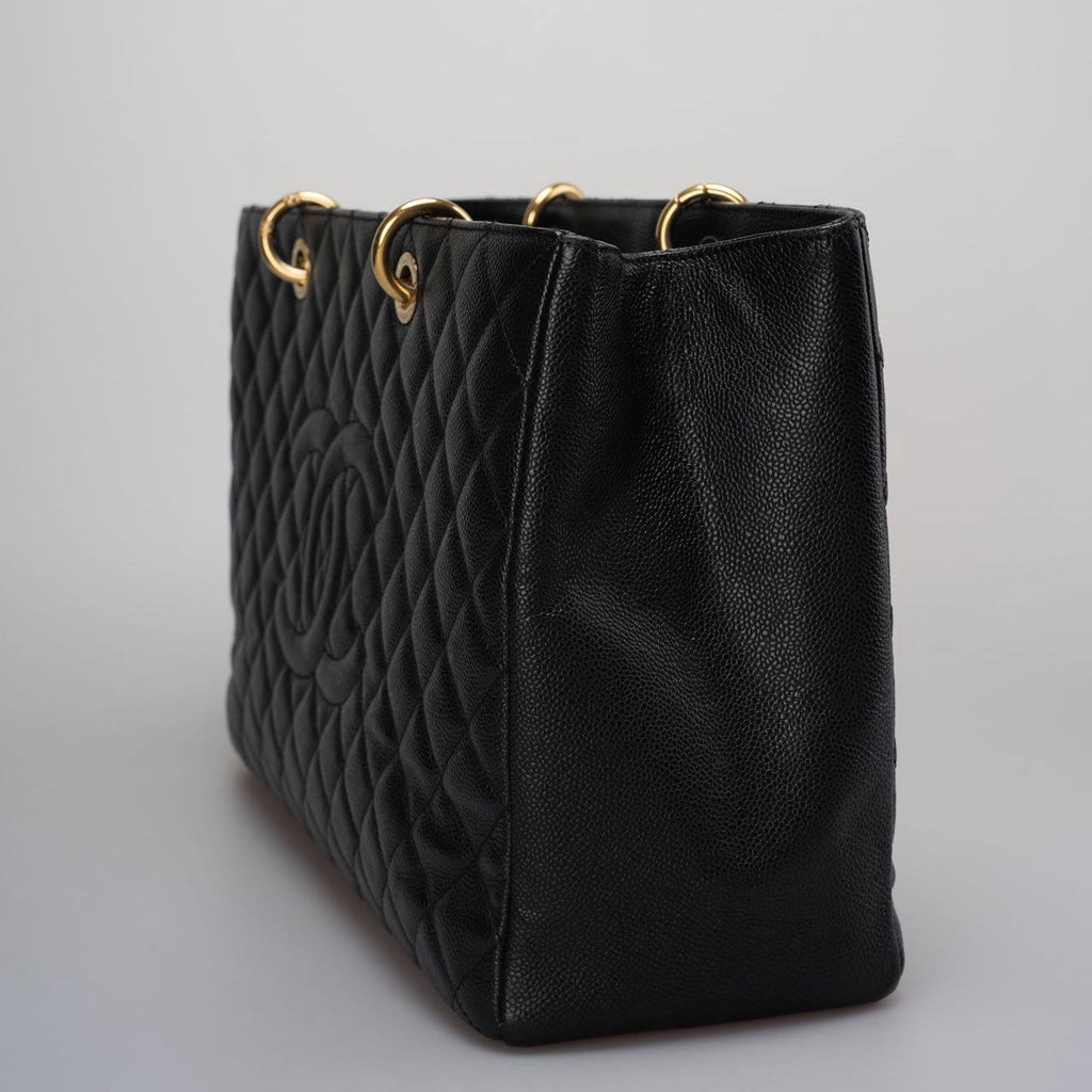 Chanel Large Grand Shopping Tote black GST Bag in Caviar Leather with Gold Hardware