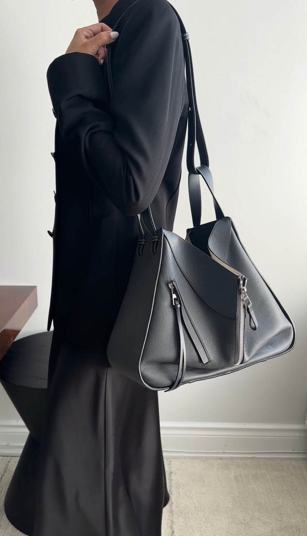Loewe Grey Leather Hammock Two-Way Bag
