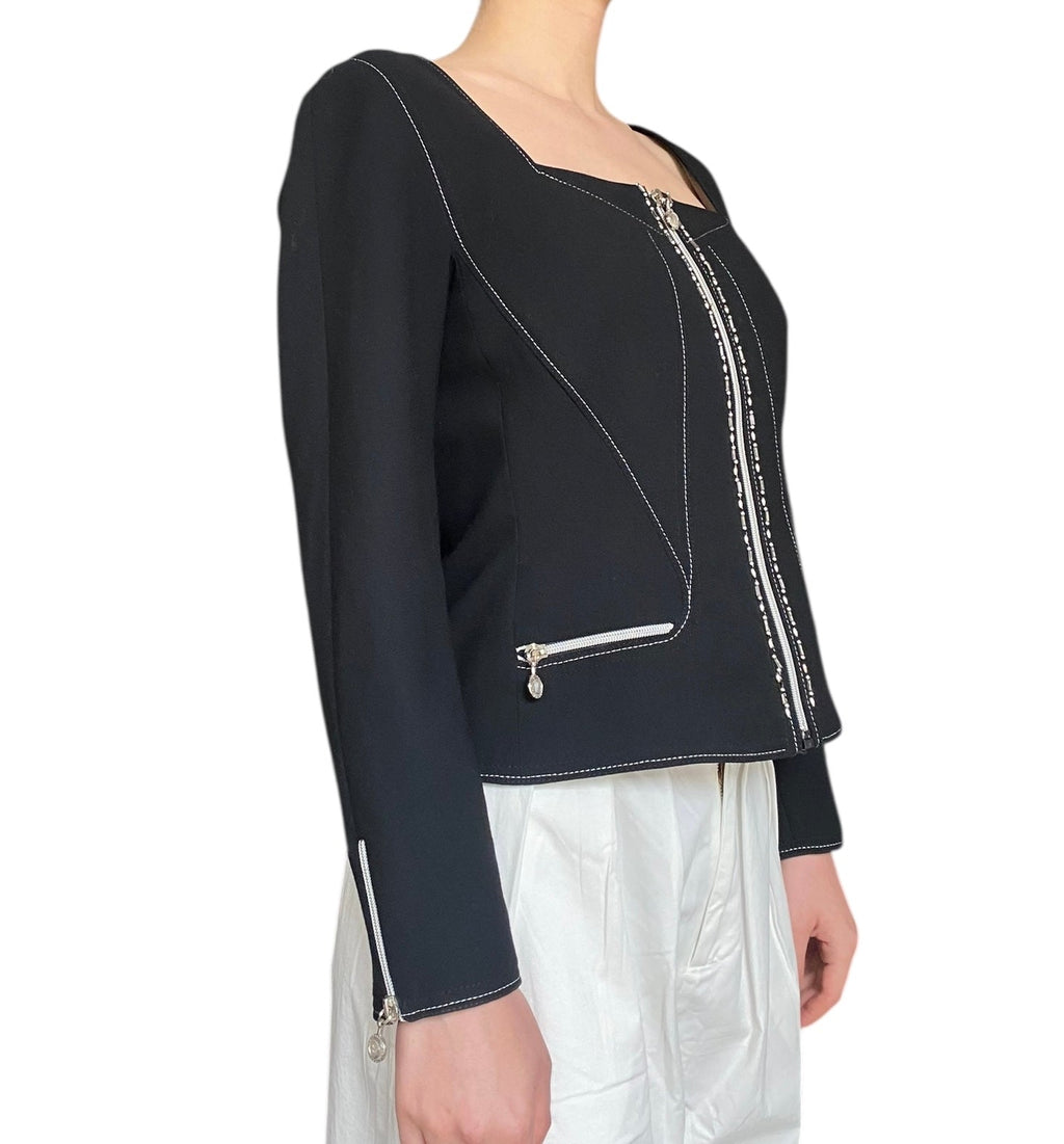 Gianni Versace Black Vintage Beaded Jacket - US 6