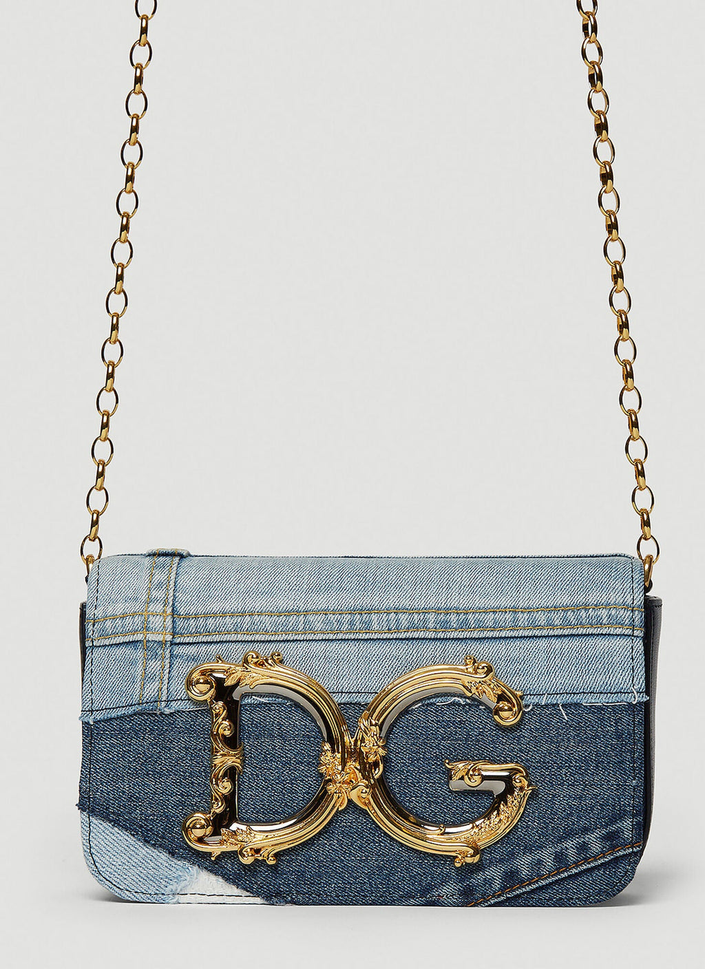 DOLCE & GABBANA DG GIRLS PATCHWORK DENIM CHAIN BAG