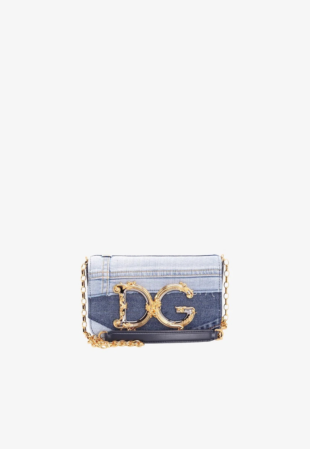 DOLCE & GABBANA DG GIRLS PATCHWORK DENIM CHAIN BAG