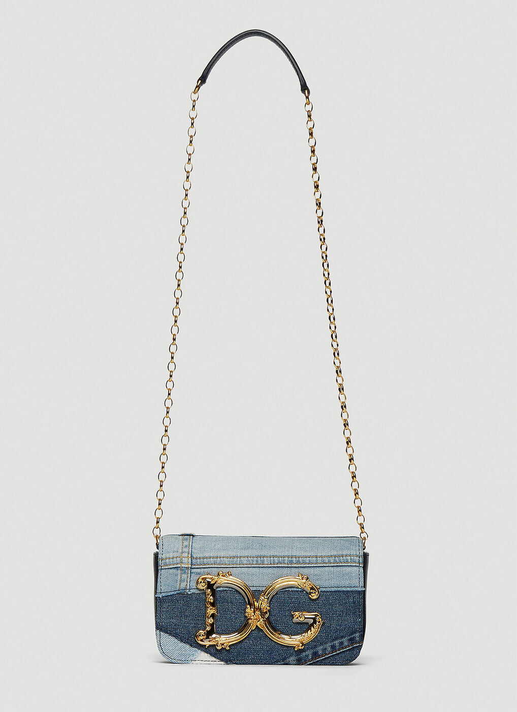 DOLCE & GABBANA DG GIRLS PATCHWORK DENIM CHAIN BAG