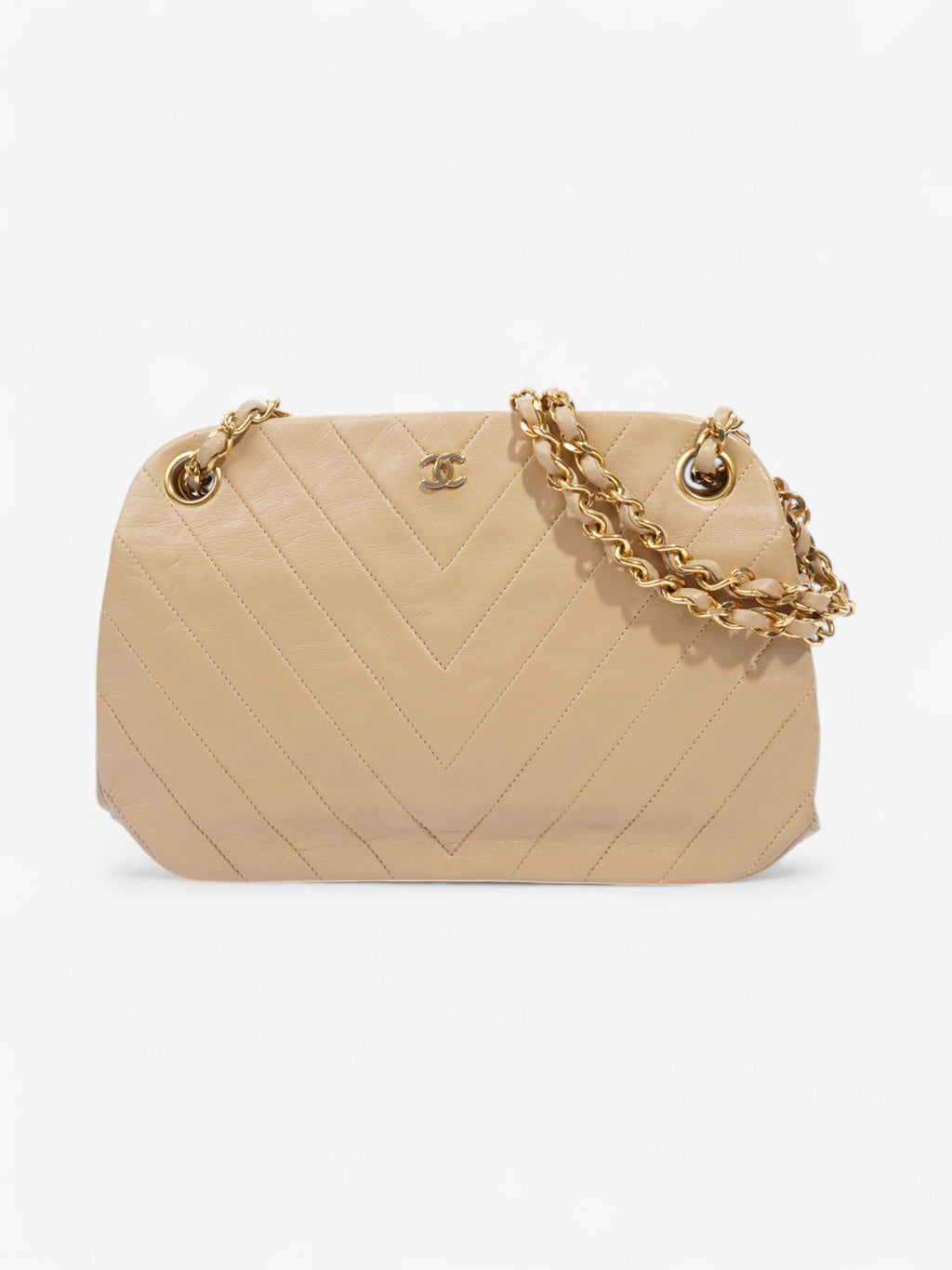 Chanel Kiss Lock Beige Lambskin Leather