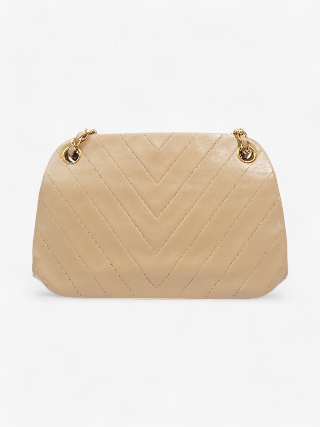 Chanel Kiss Lock Beige Lambskin Leather