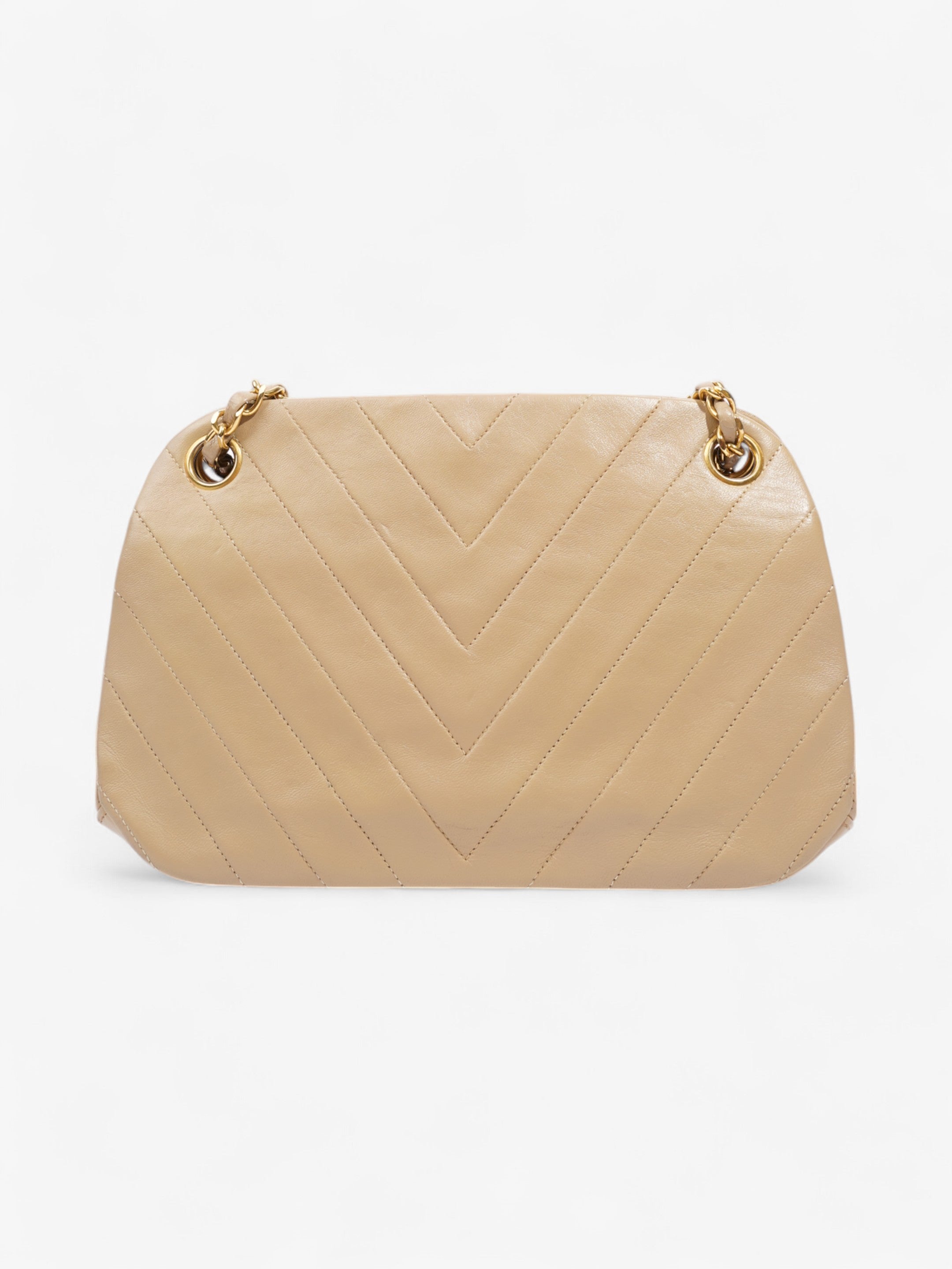 Chanel Kiss Lock Beige Lambskin Leather