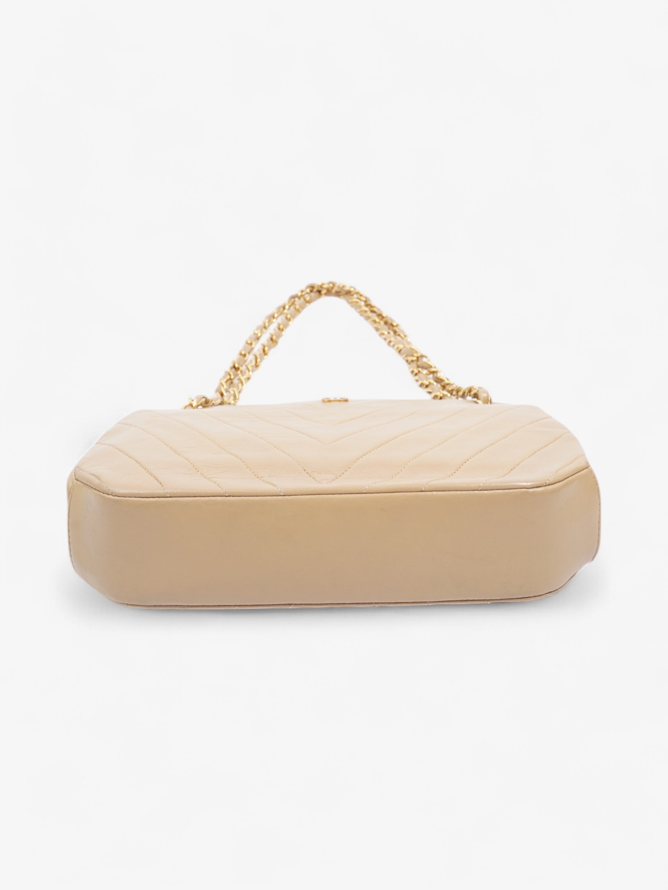 Chanel Kiss Lock Beige Lambskin Leather