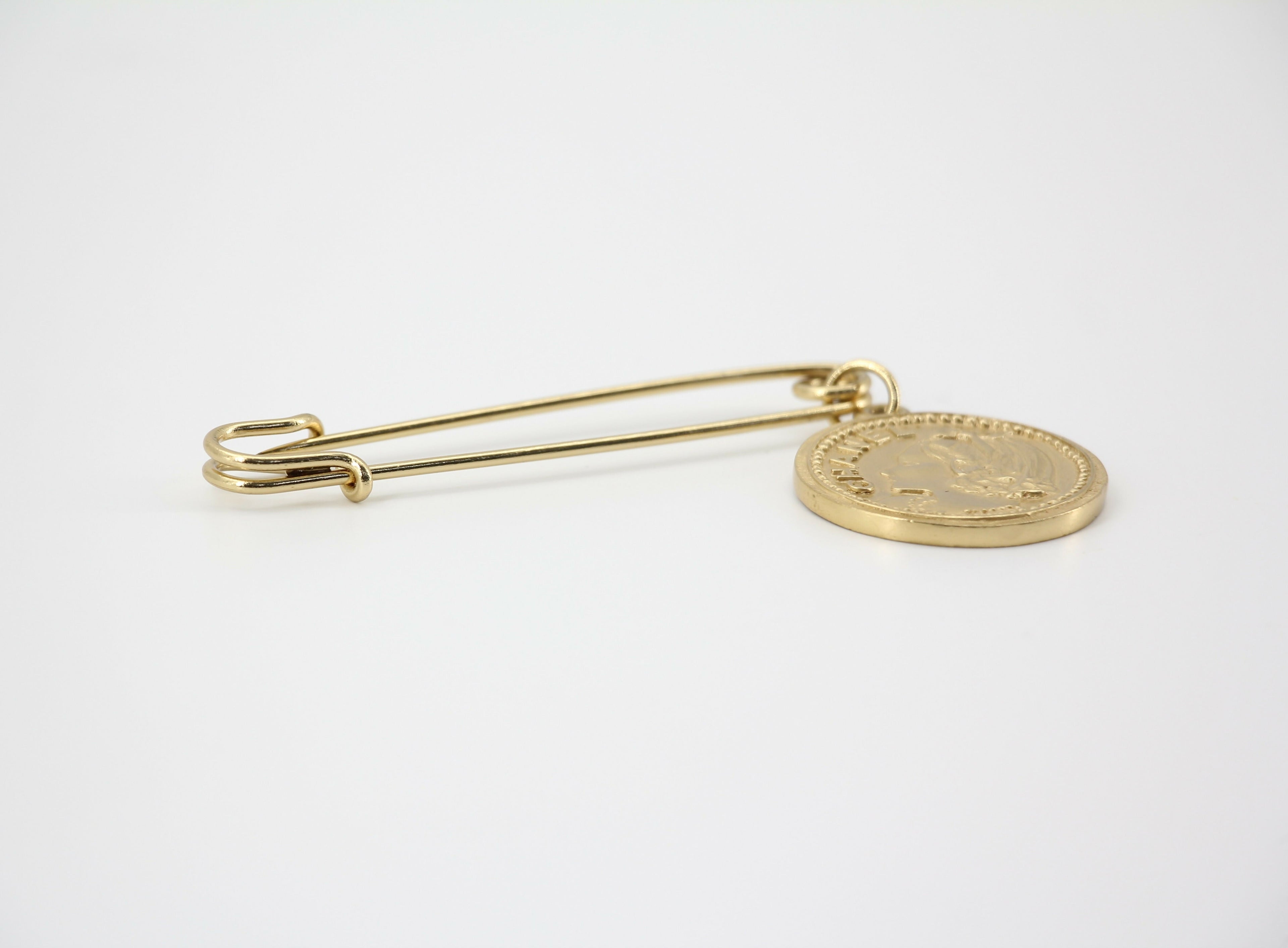 Chanel Vintage 03P Metal Ms Coco Coin Motif Brooch