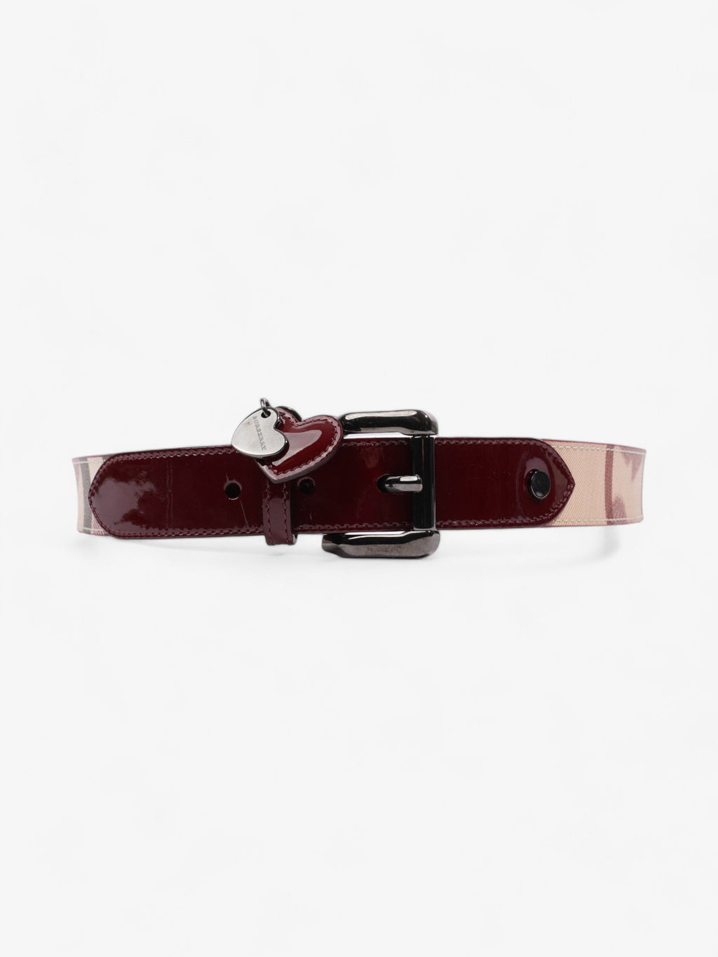 Burberry Heart Tag Belt Nova Check / Red Patent Leather 90cm / 36"