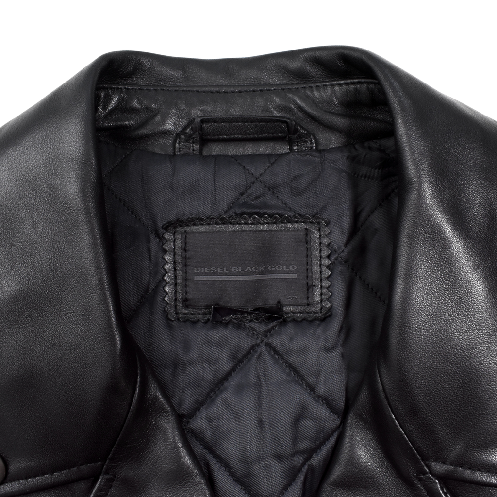 Diesel Black Gold Leather Moto Jacket - Men's 52