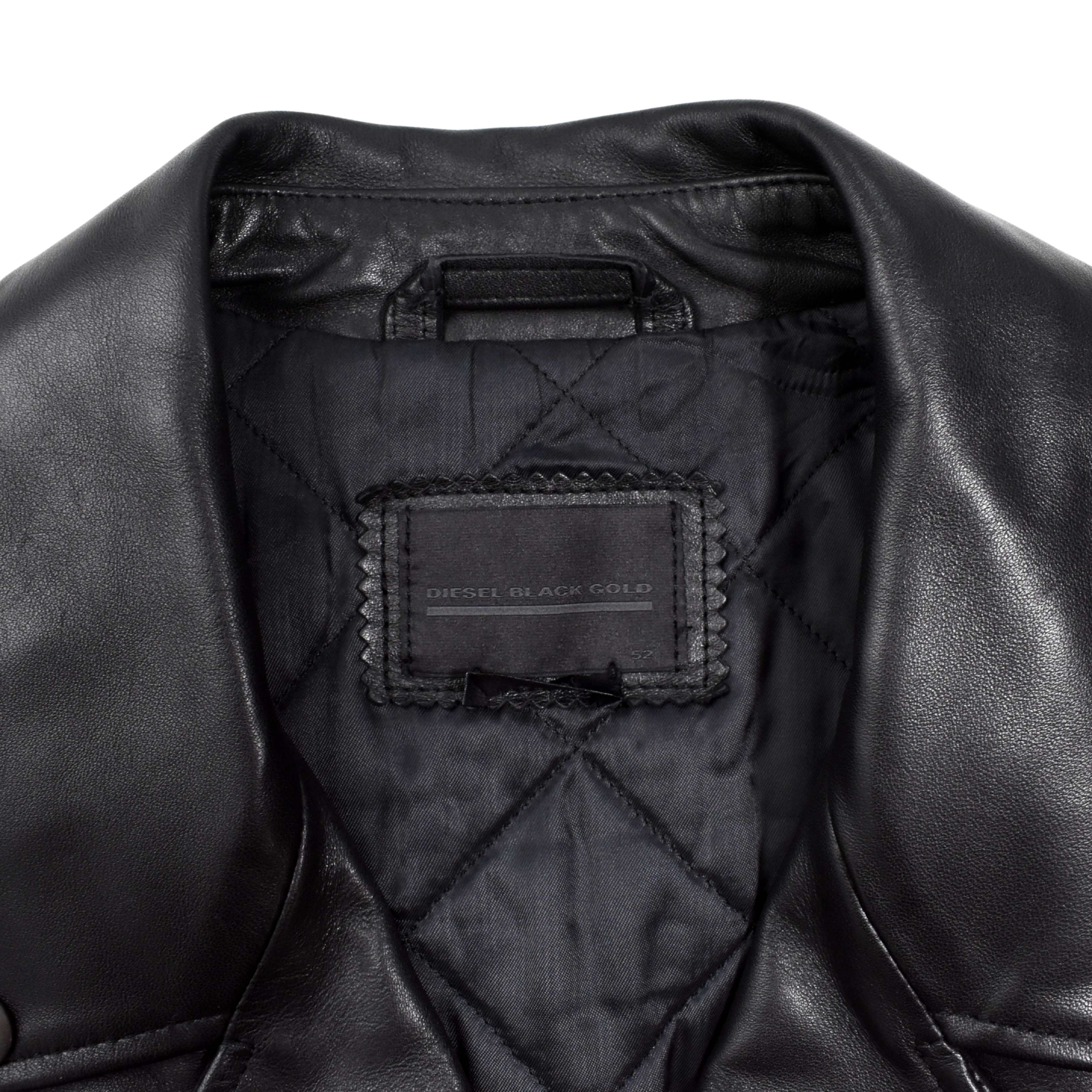 Diesel Black Gold Leather Moto Jacket - Men's 52