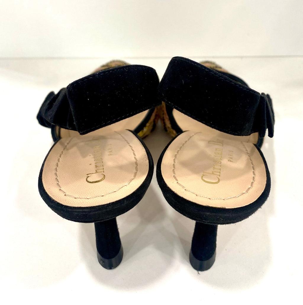 DIOR EMBROIDERED CALFSKIN BEADED SWEET D-SLINGBACK PUMPS