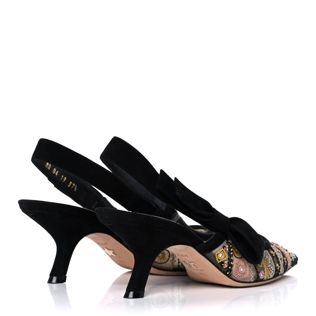 DIOR EMBROIDERED CALFSKIN BEADED SWEET D-SLINGBACK PUMPS