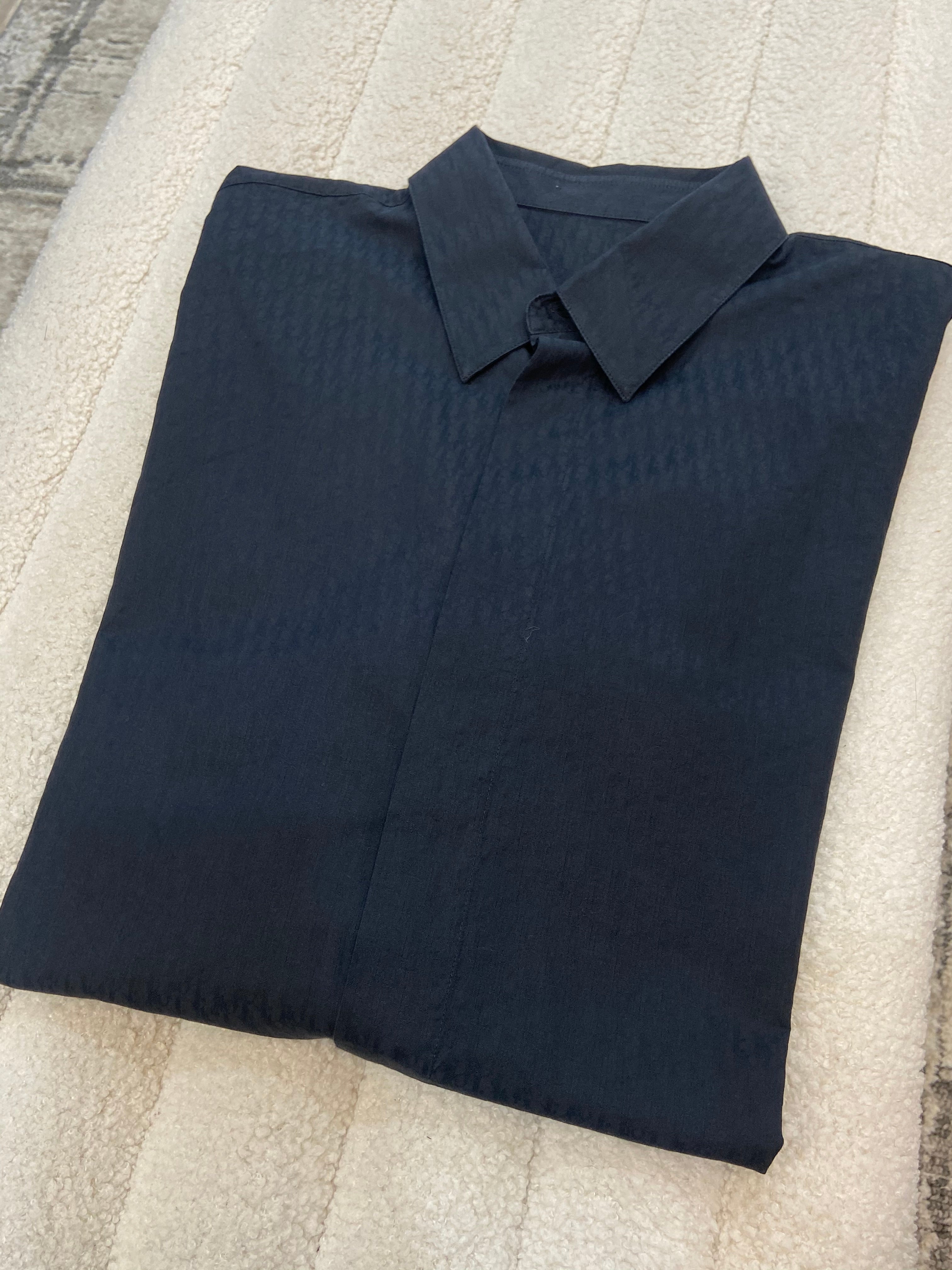 DIOR ESSENTIALS OBLIQUE BLUE BUTTON DOWN SHIRT