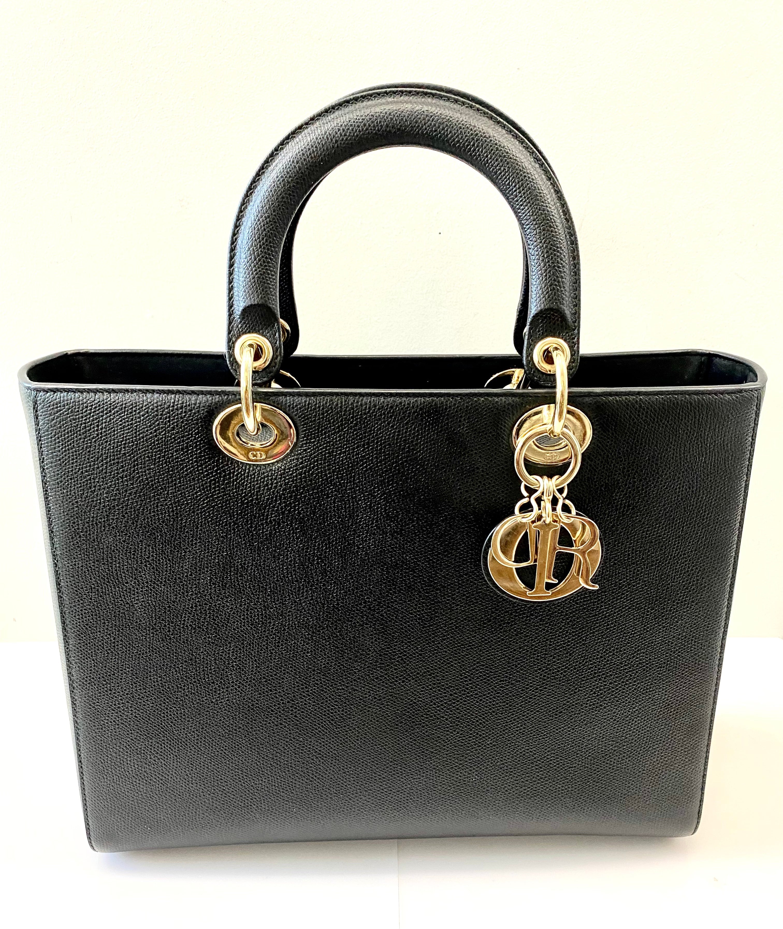 CHRISTIAN DIOR GRAINED CALFSKIN LARGE LADY DIOR BAG