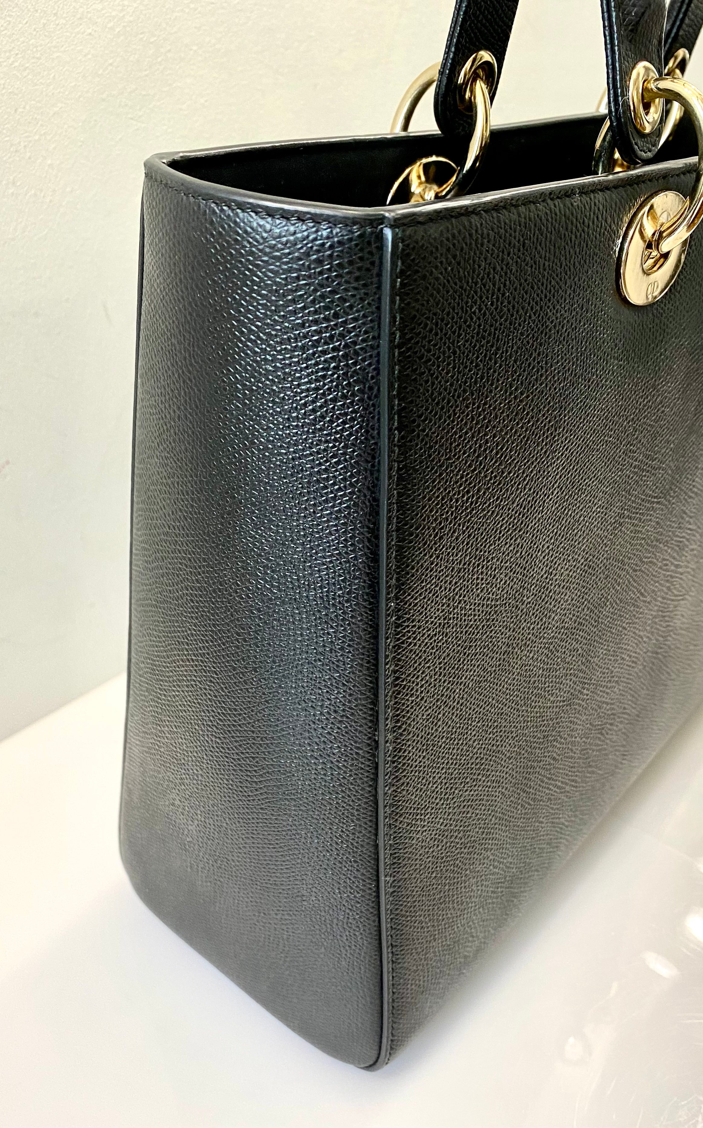 CHRISTIAN DIOR GRAINED CALFSKIN LARGE LADY DIOR BAG