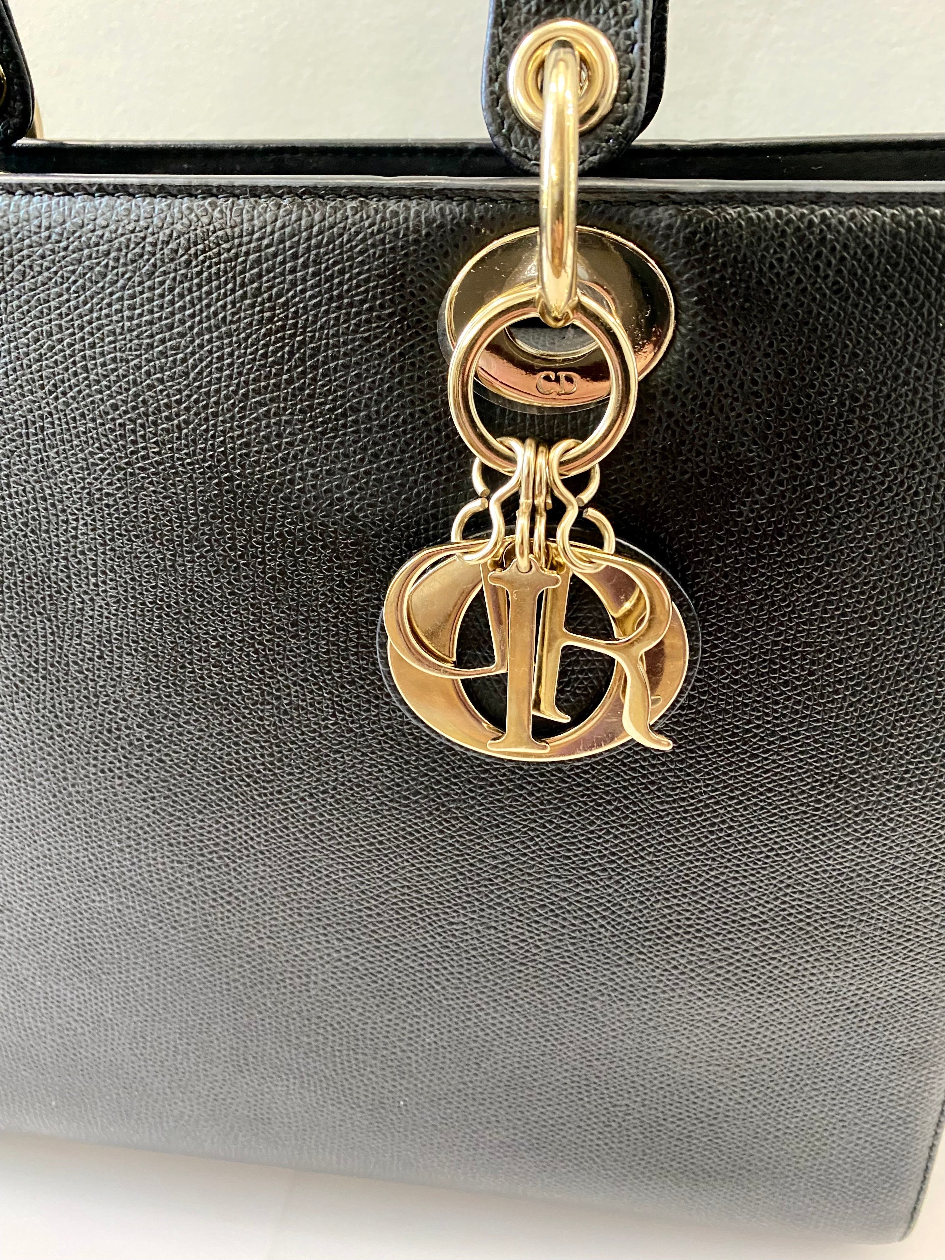CHRISTIAN DIOR GRAINED CALFSKIN LARGE LADY DIOR BAG