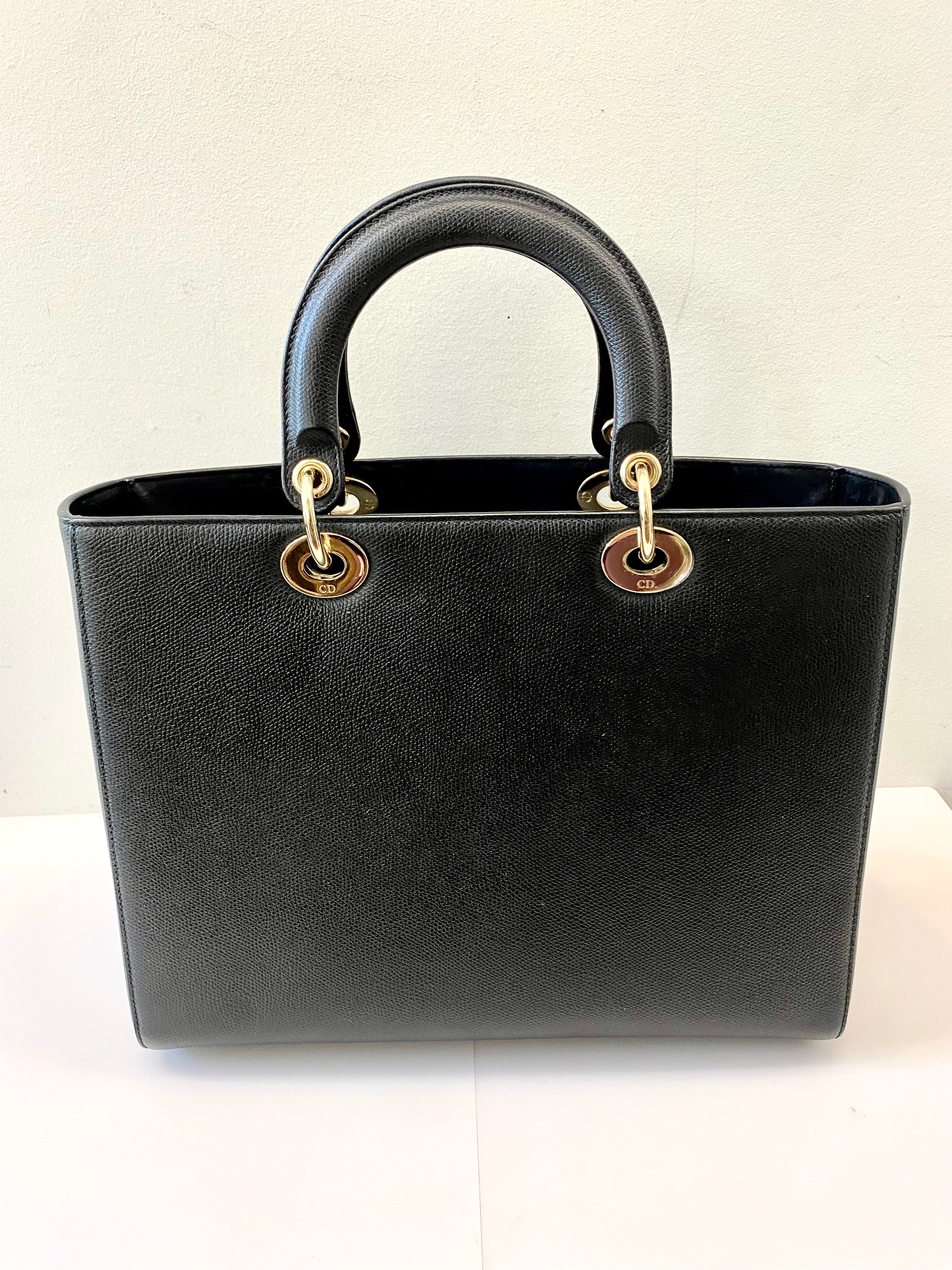 CHRISTIAN DIOR GRAINED CALFSKIN LARGE LADY DIOR BAG