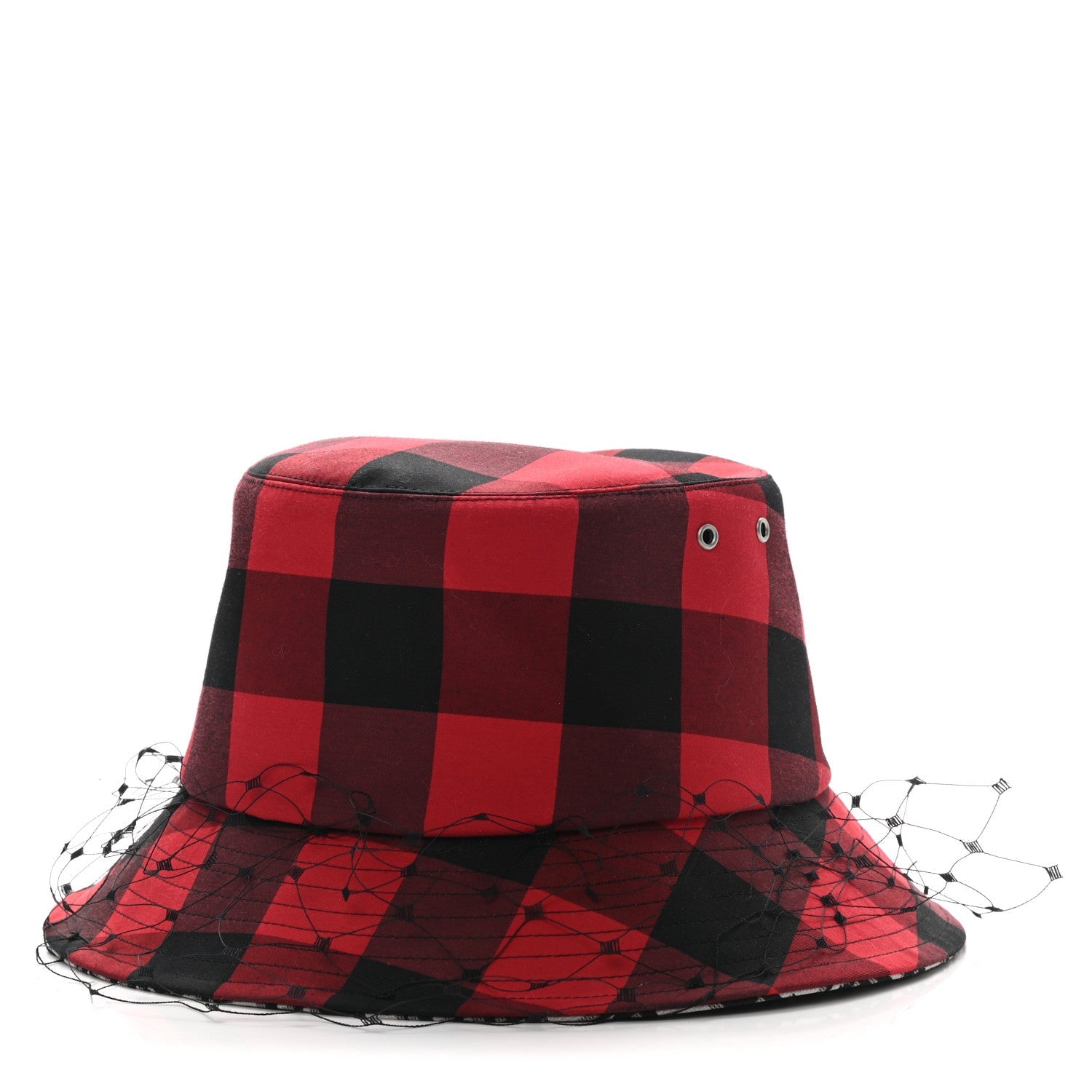 CHRISTIAN DIOR PLAID VEIL BUCKET HAT