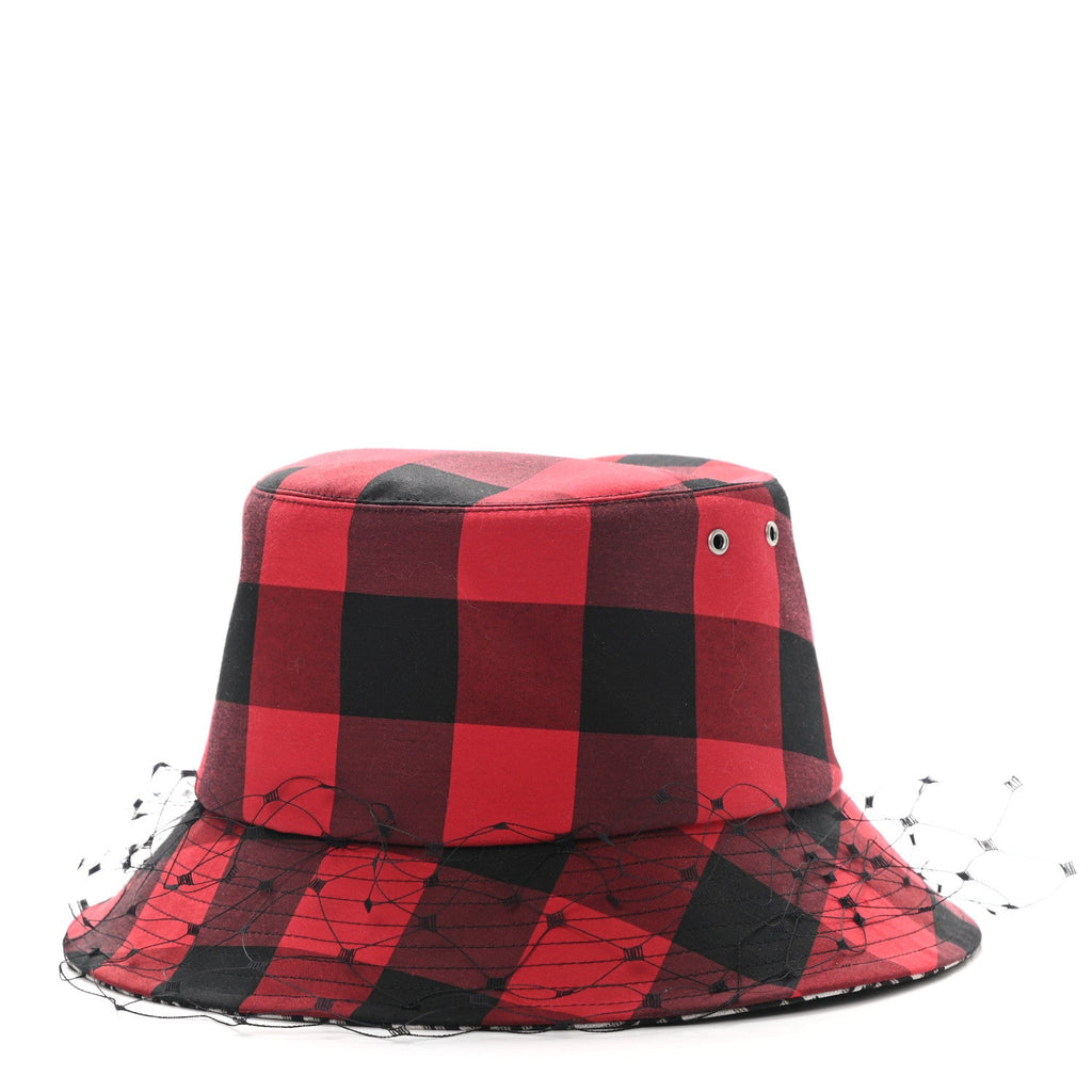 CHRISTIAN DIOR PLAID VEIL BUCKET HAT